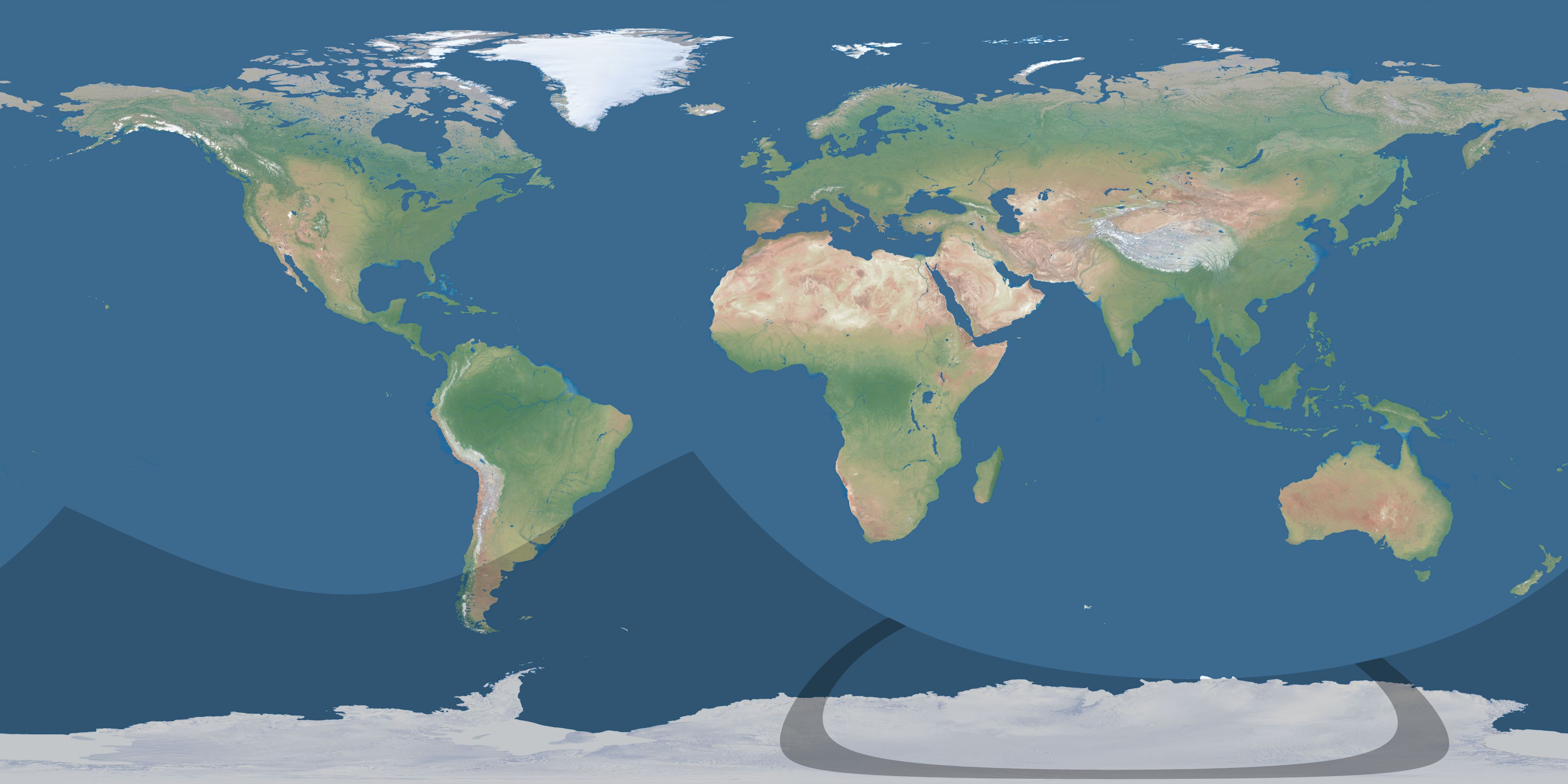 Map of the umbra and penumbra path of the solar eclipse of 12/25/1935