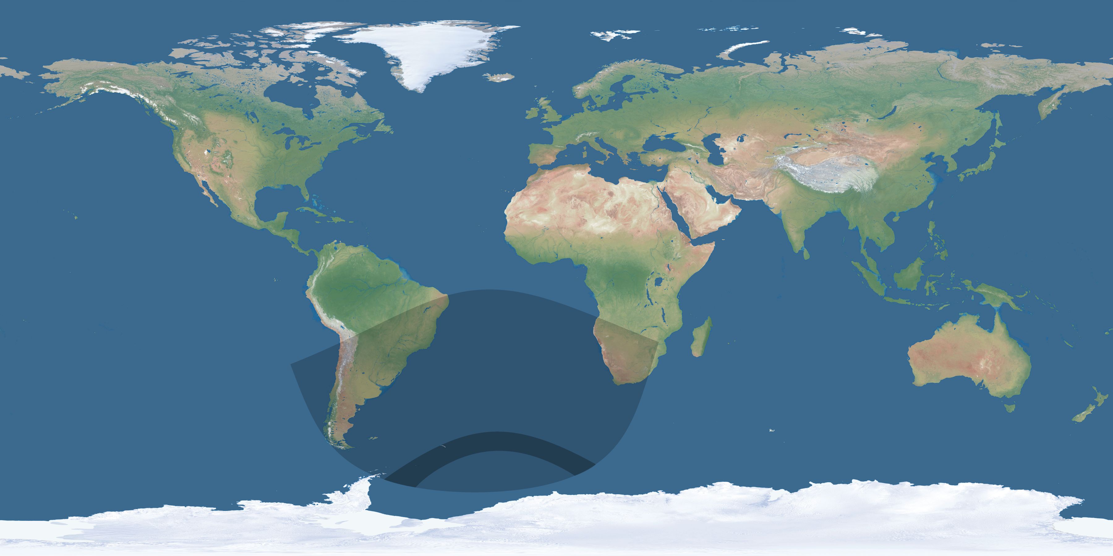 Map of the umbra and penumbra path of the solar eclipse of 05/29/1938