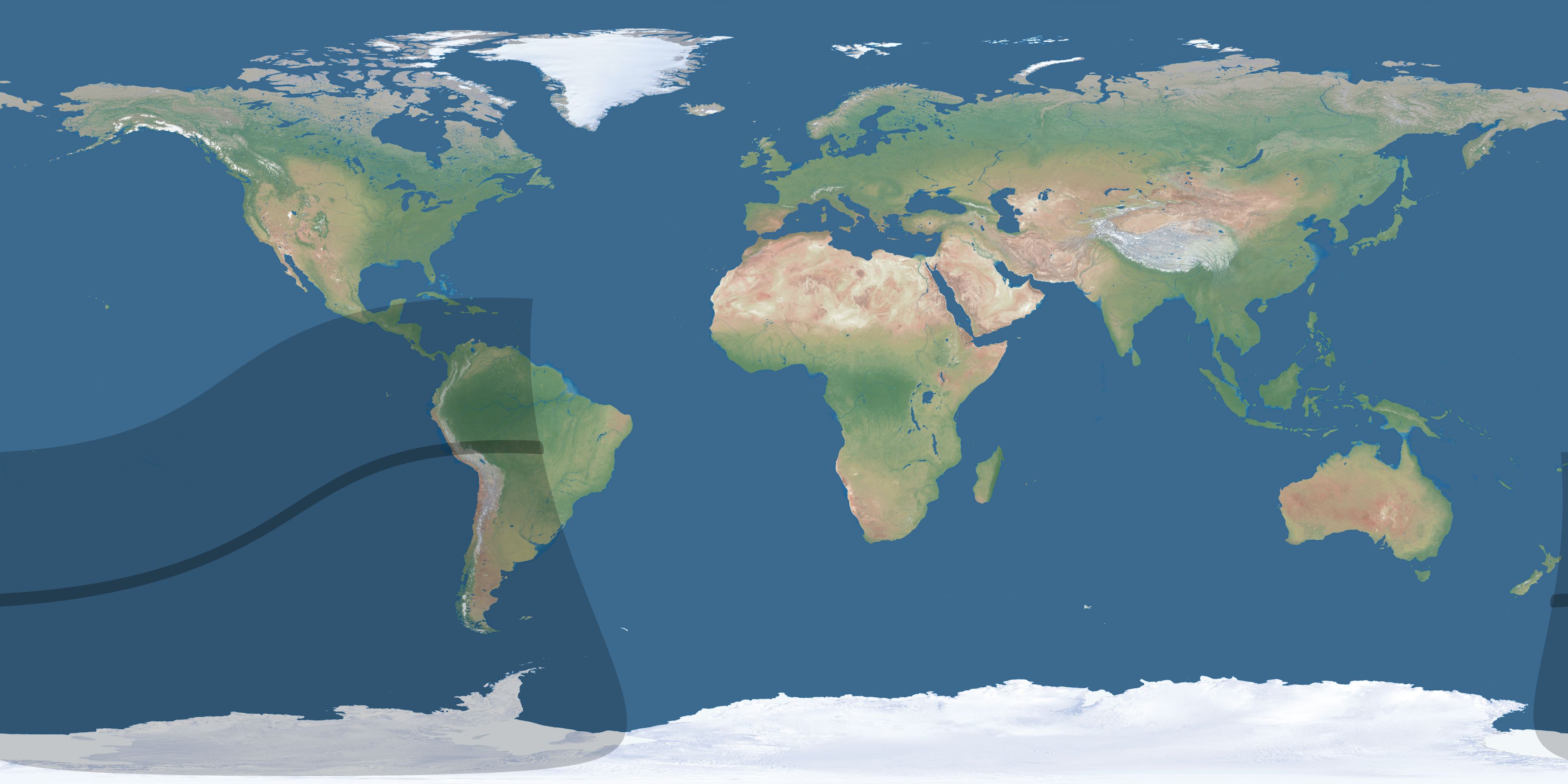 Map of the umbra and penumbra path of the solar eclipse of 03/27/1941