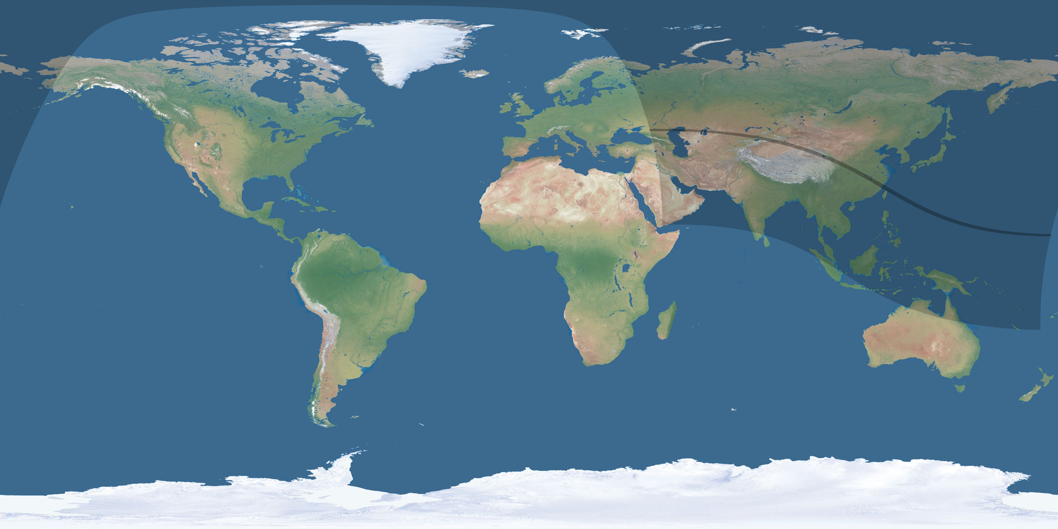 Map of the umbra and penumbra path of the solar eclipse of 09/21/1941