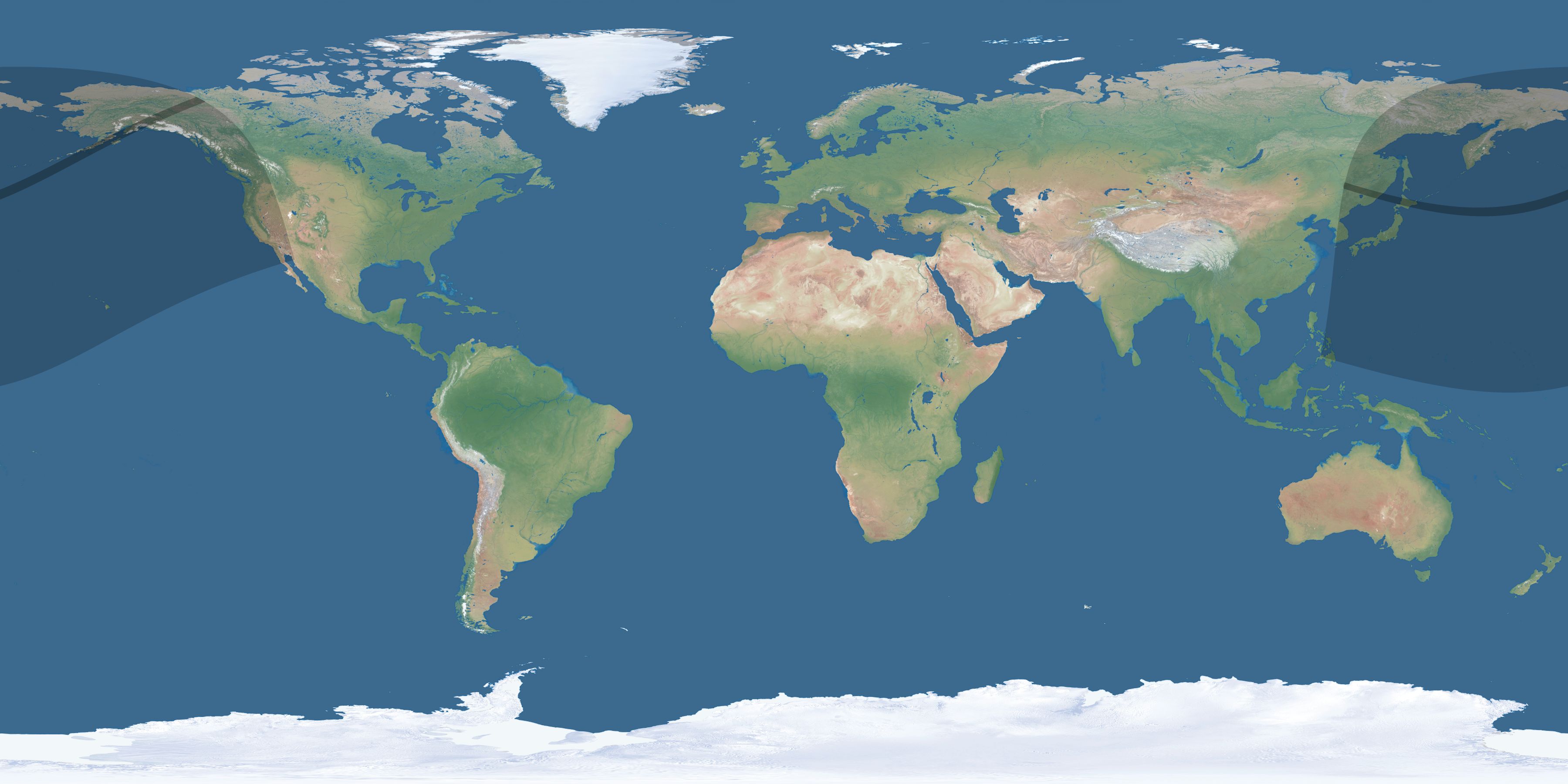 Map of the umbra and penumbra path of the solar eclipse of 02/04/1943