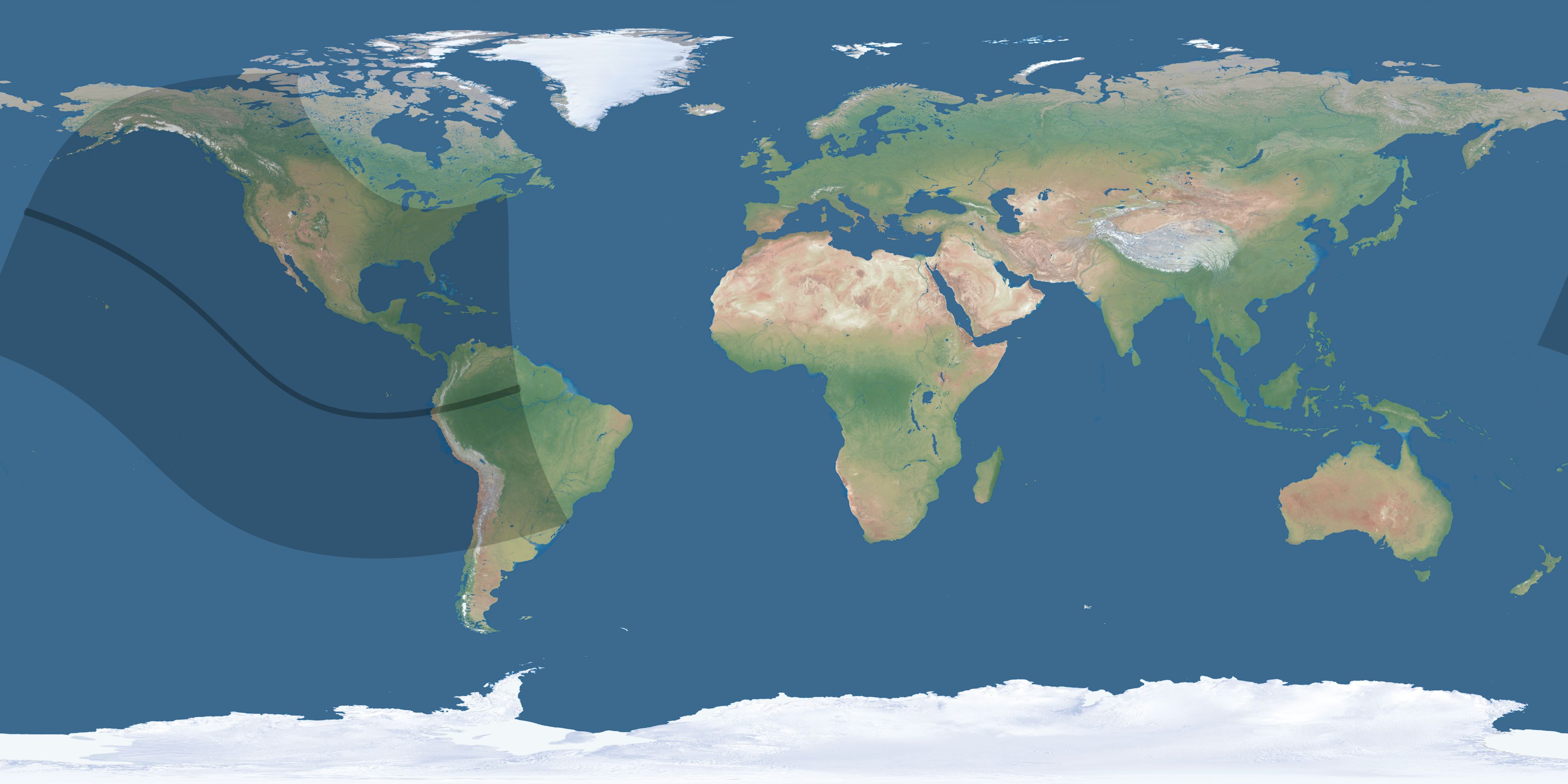 Map of the umbra and penumbra path of the solar eclipse of 11/12/1947