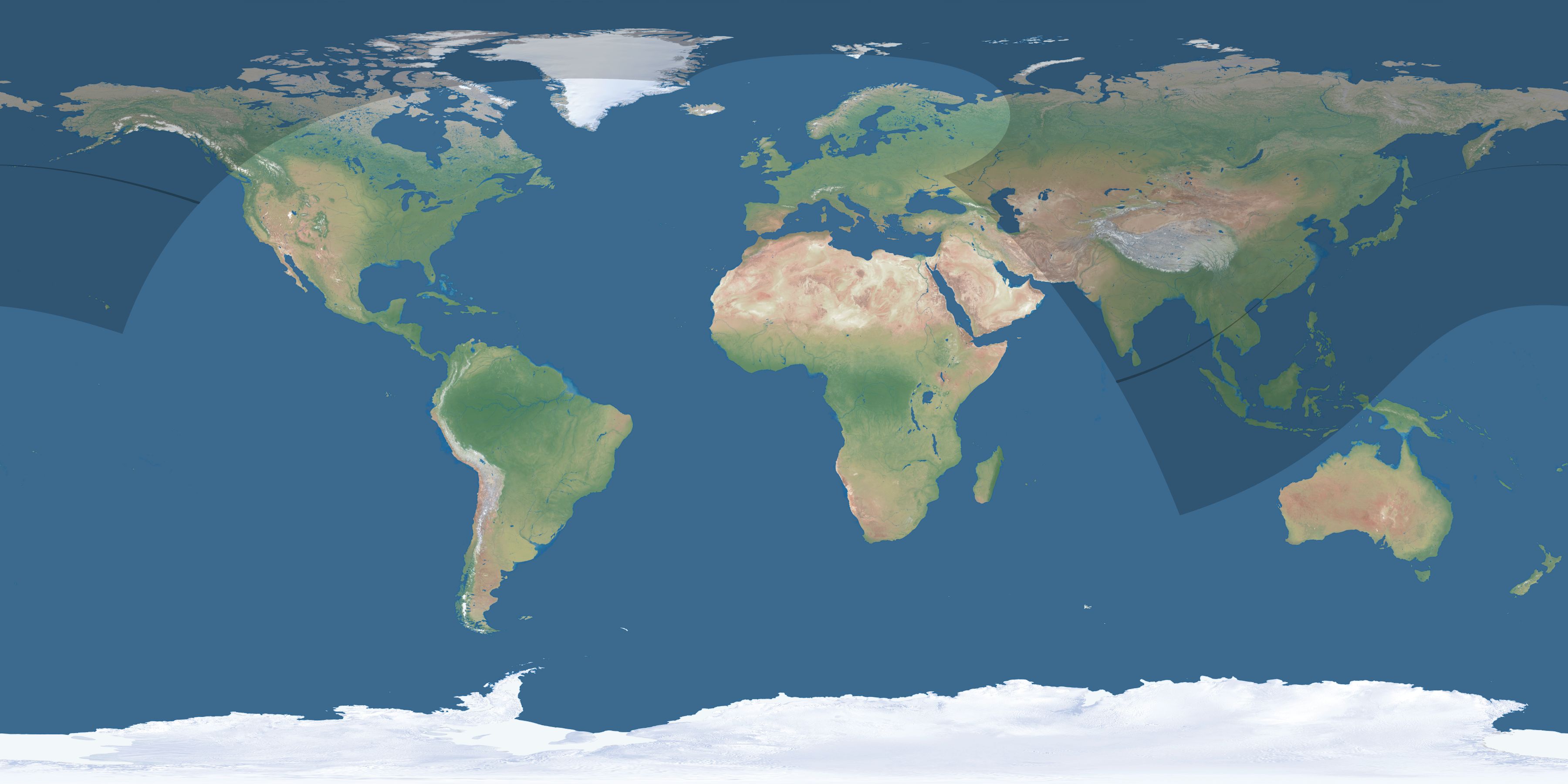 Map of the umbra and penumbra path of the solar eclipse of 05/09/1948