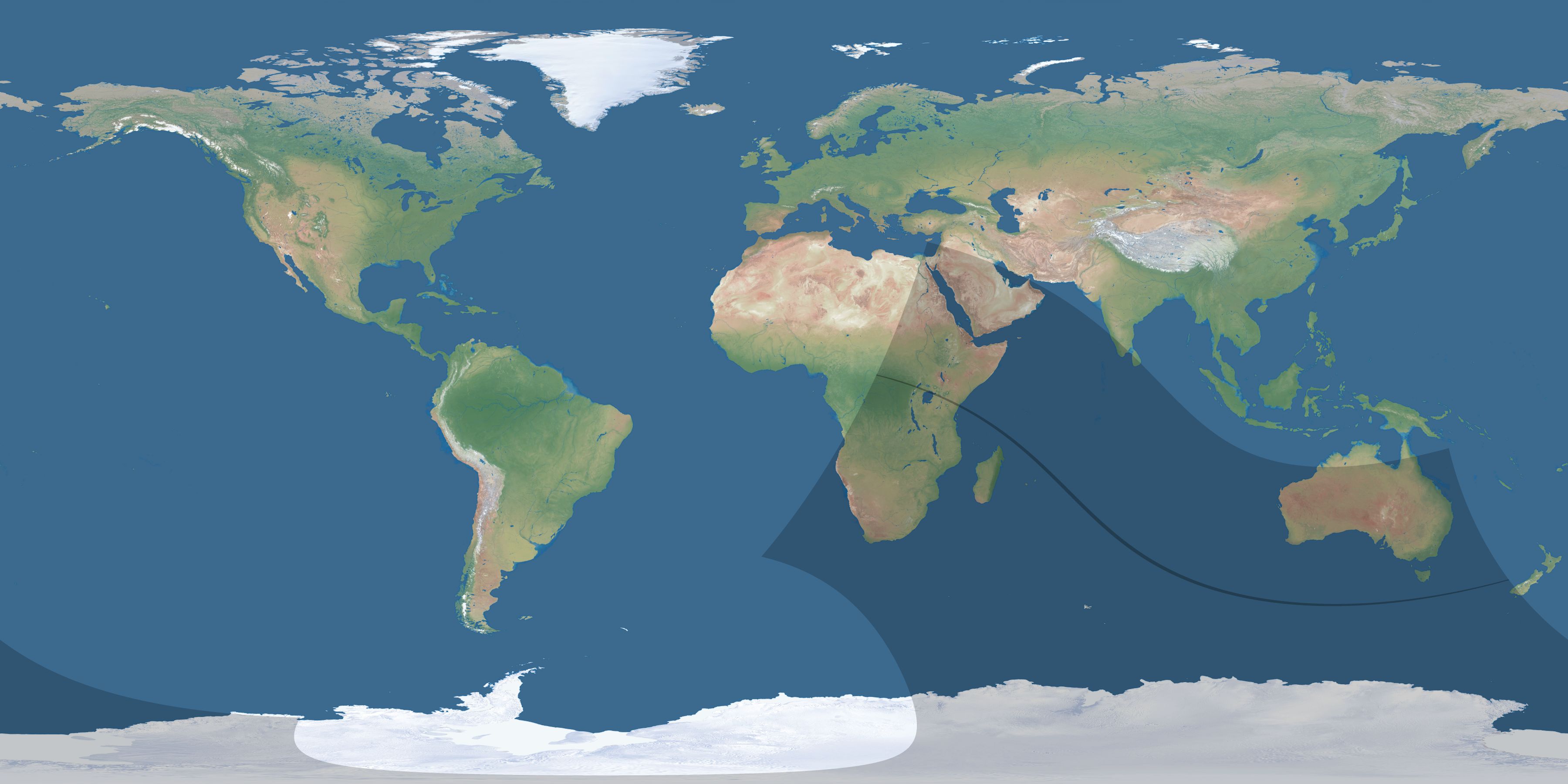 Map of the umbra and penumbra path of the solar eclipse of 11/01/1948