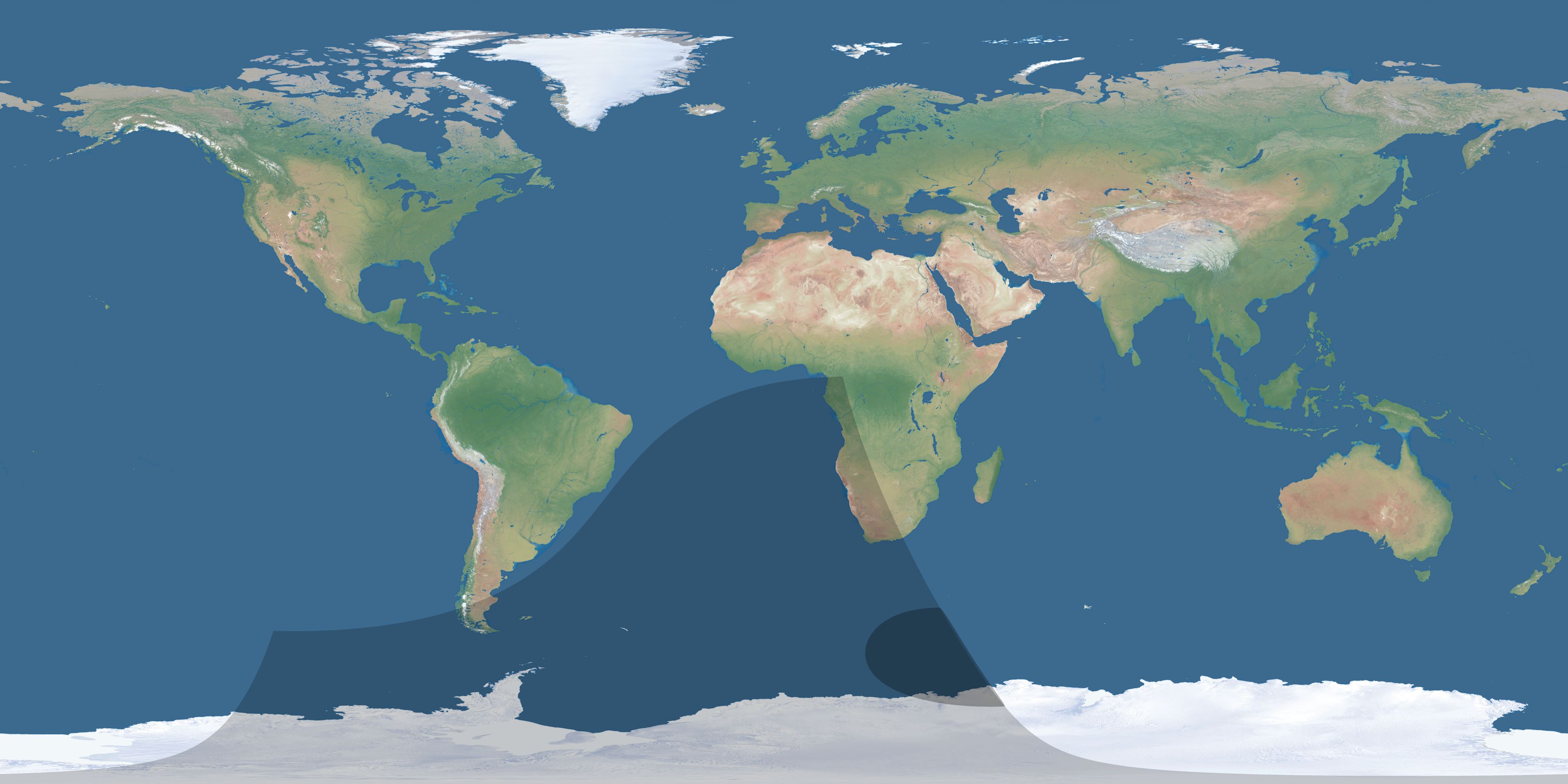 Map of the umbra and penumbra path of the solar eclipse of 03/18/1950