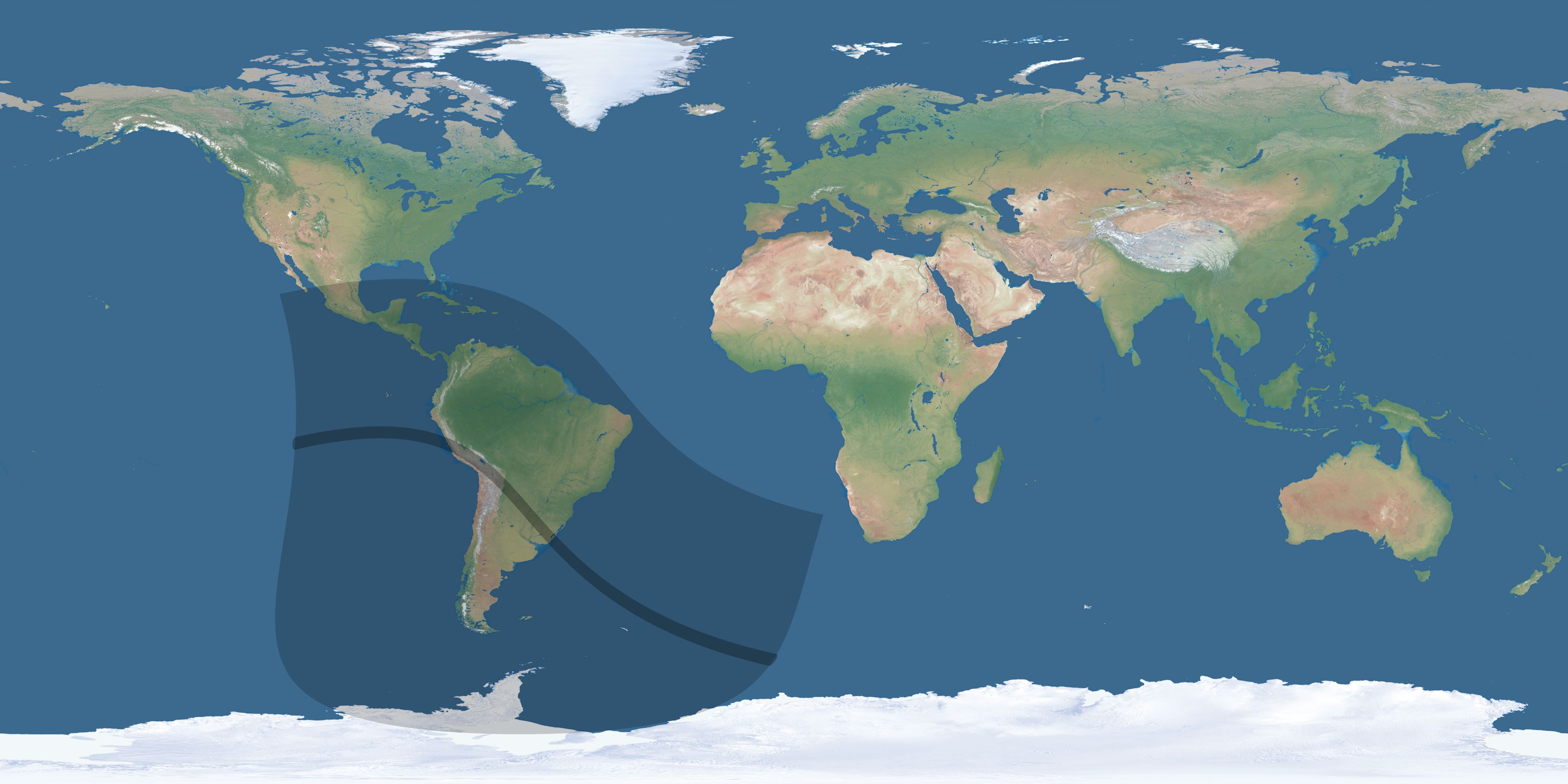 Map of the umbra and penumbra path of the solar eclipse of 08/20/1952