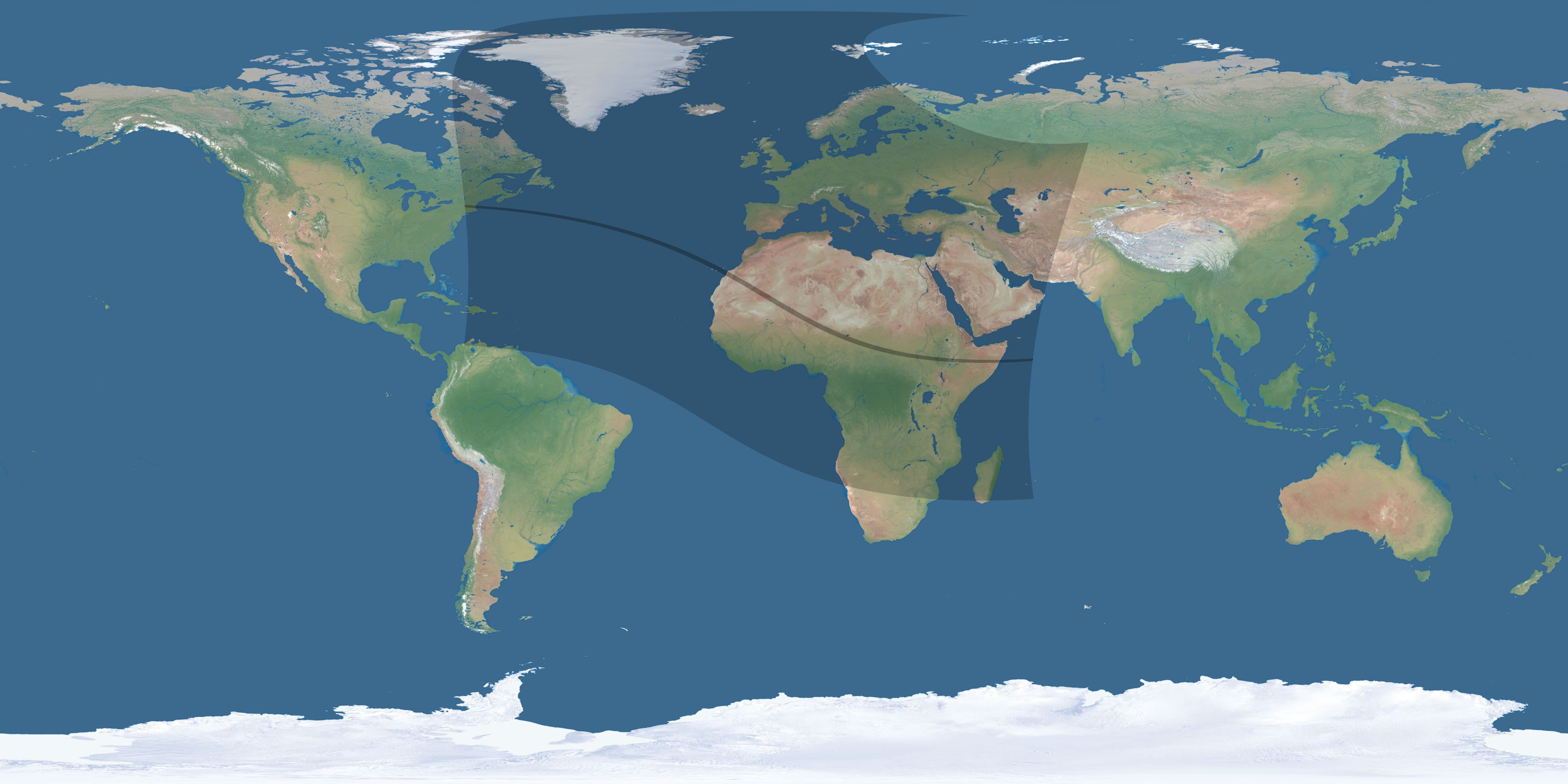 Map of the umbra and penumbra path of the solar eclipse of 10/02/1959