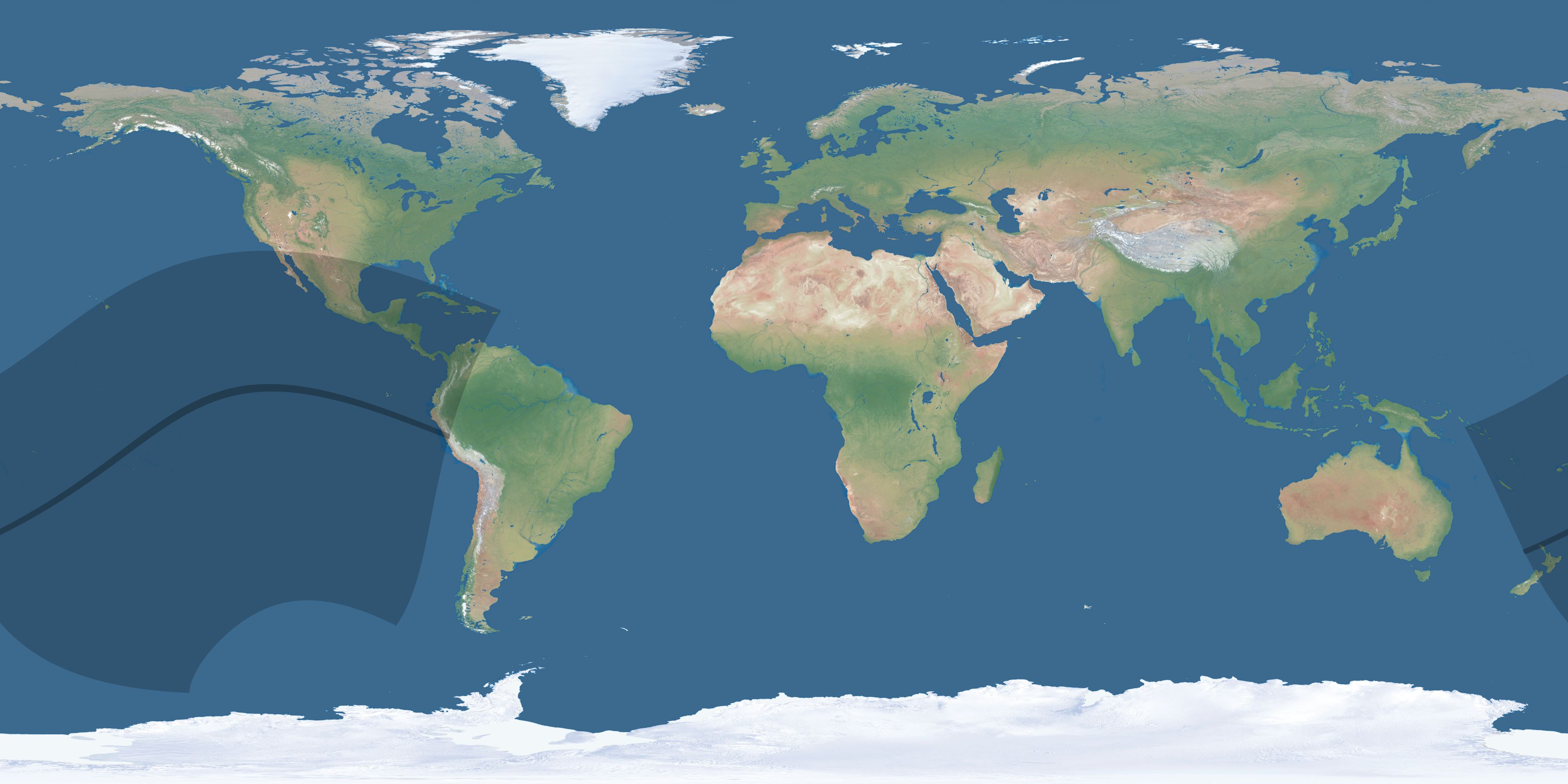 Map of the umbra and penumbra path of the solar eclipse of 05/30/1965