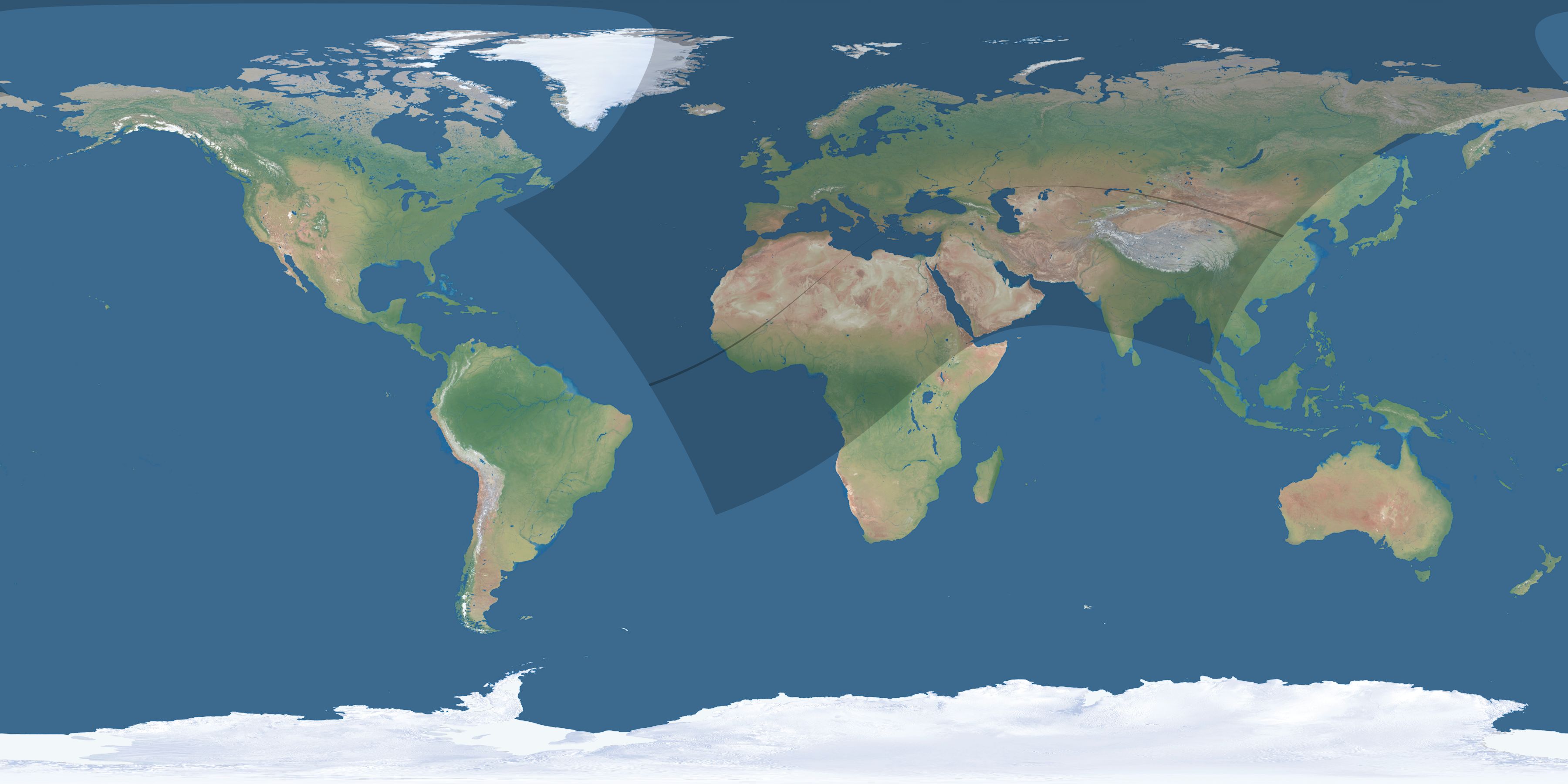 Map of the umbra and penumbra path of the solar eclipse of 05/20/1966