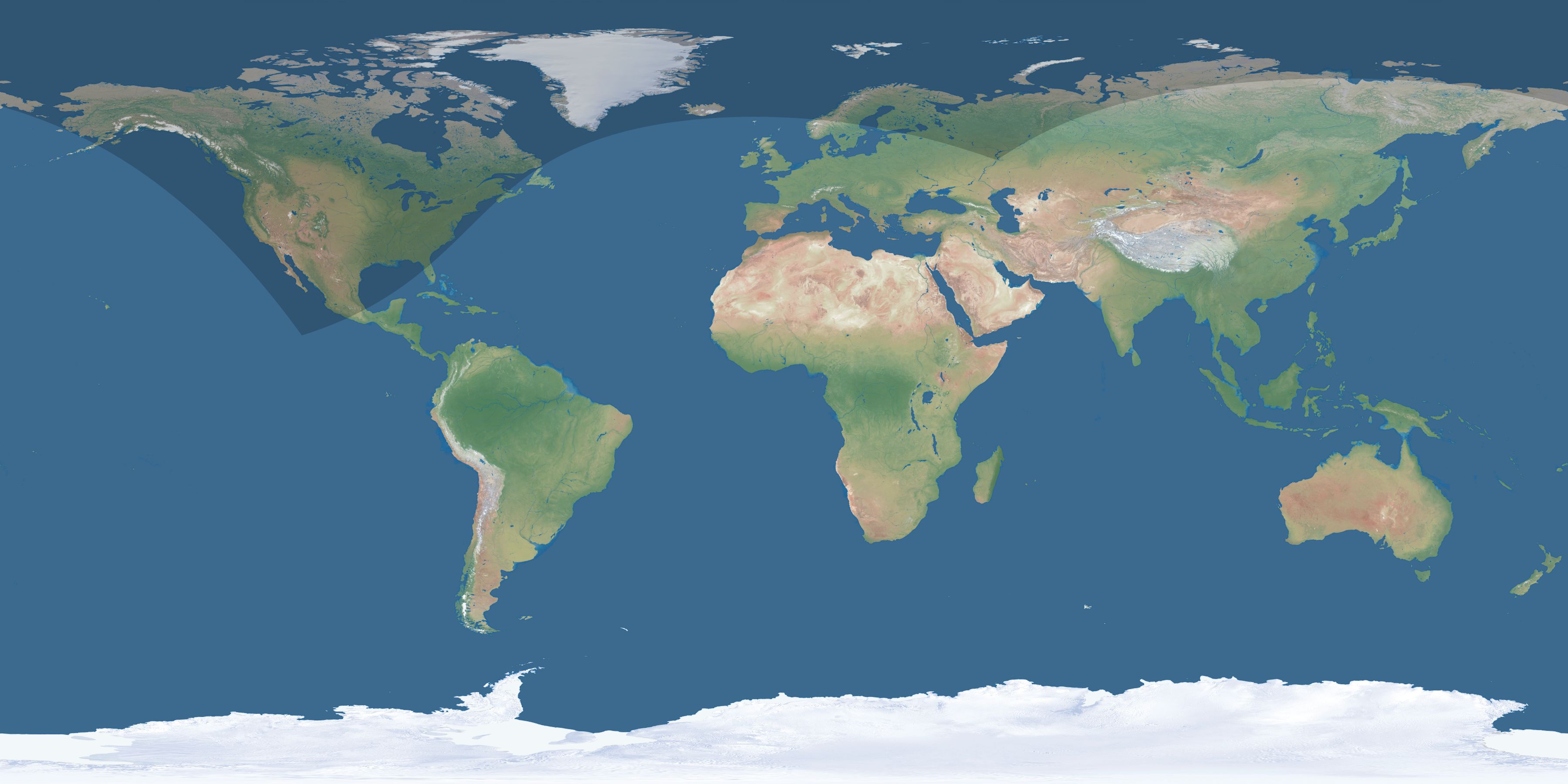 Map of the umbra and penumbra path of the solar eclipse of 05/09/1967