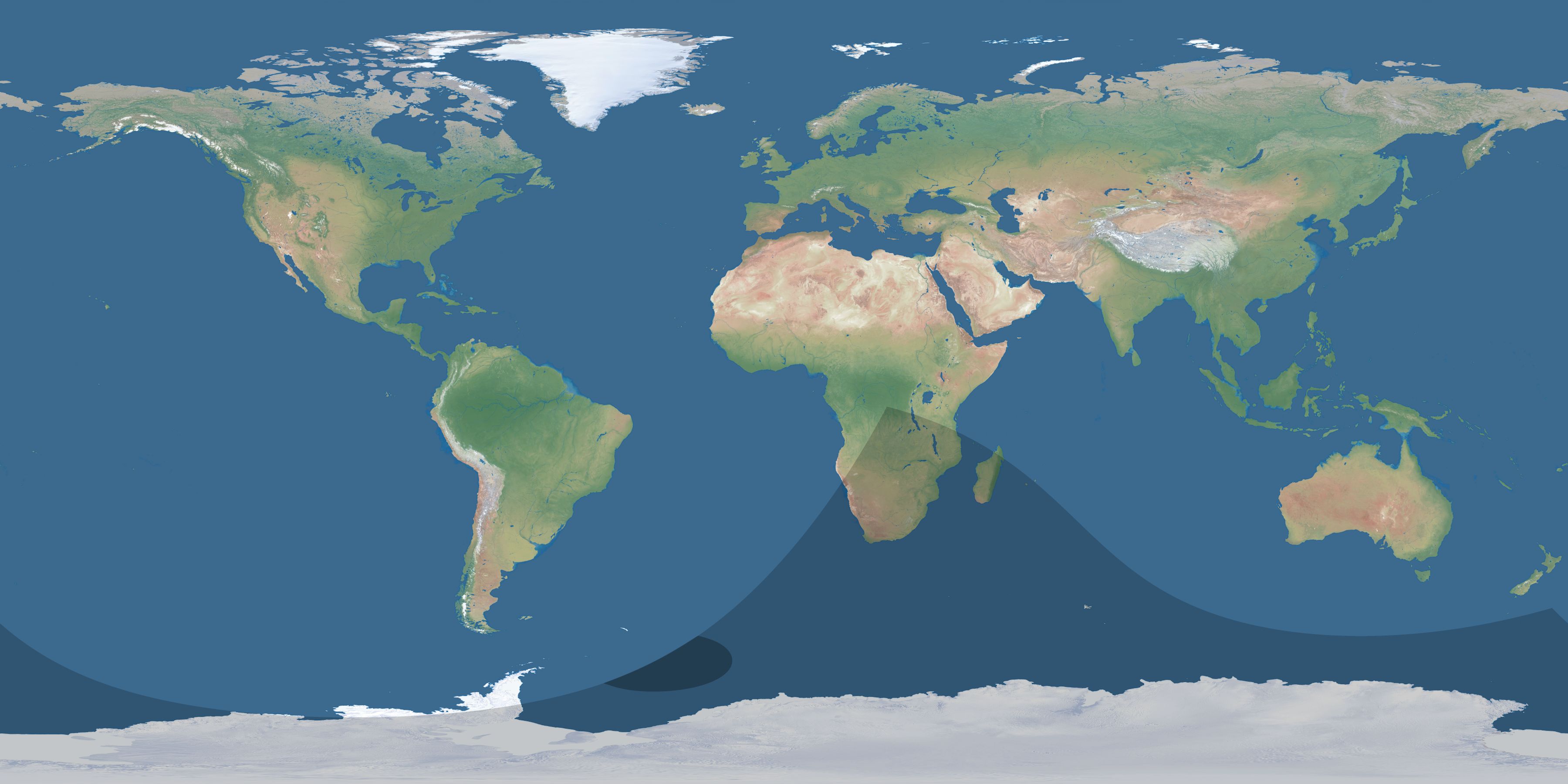 Map of the umbra and penumbra path of the solar eclipse of 11/02/1967