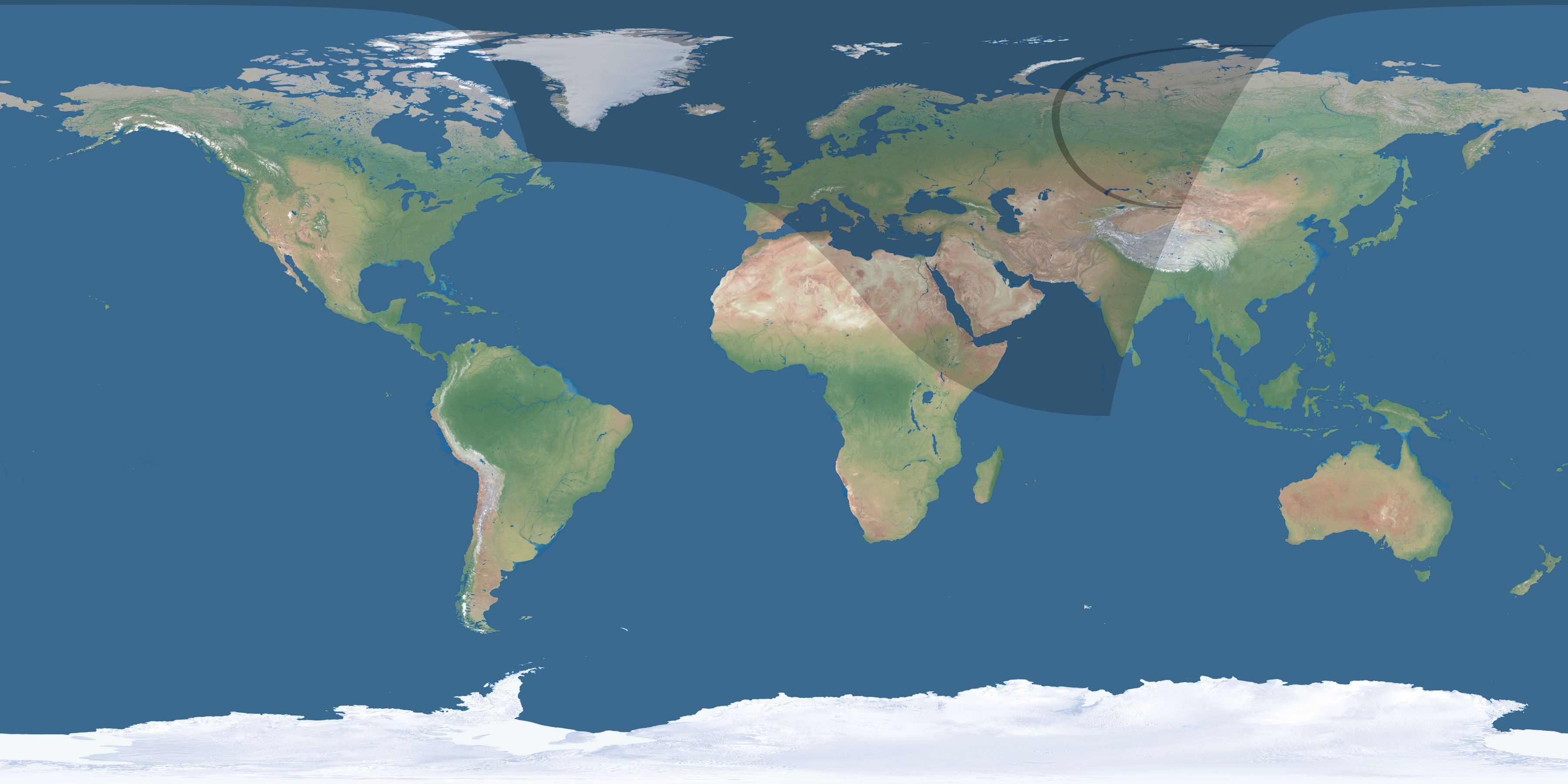 Map of the umbra and penumbra path of the solar eclipse of 09/22/1968