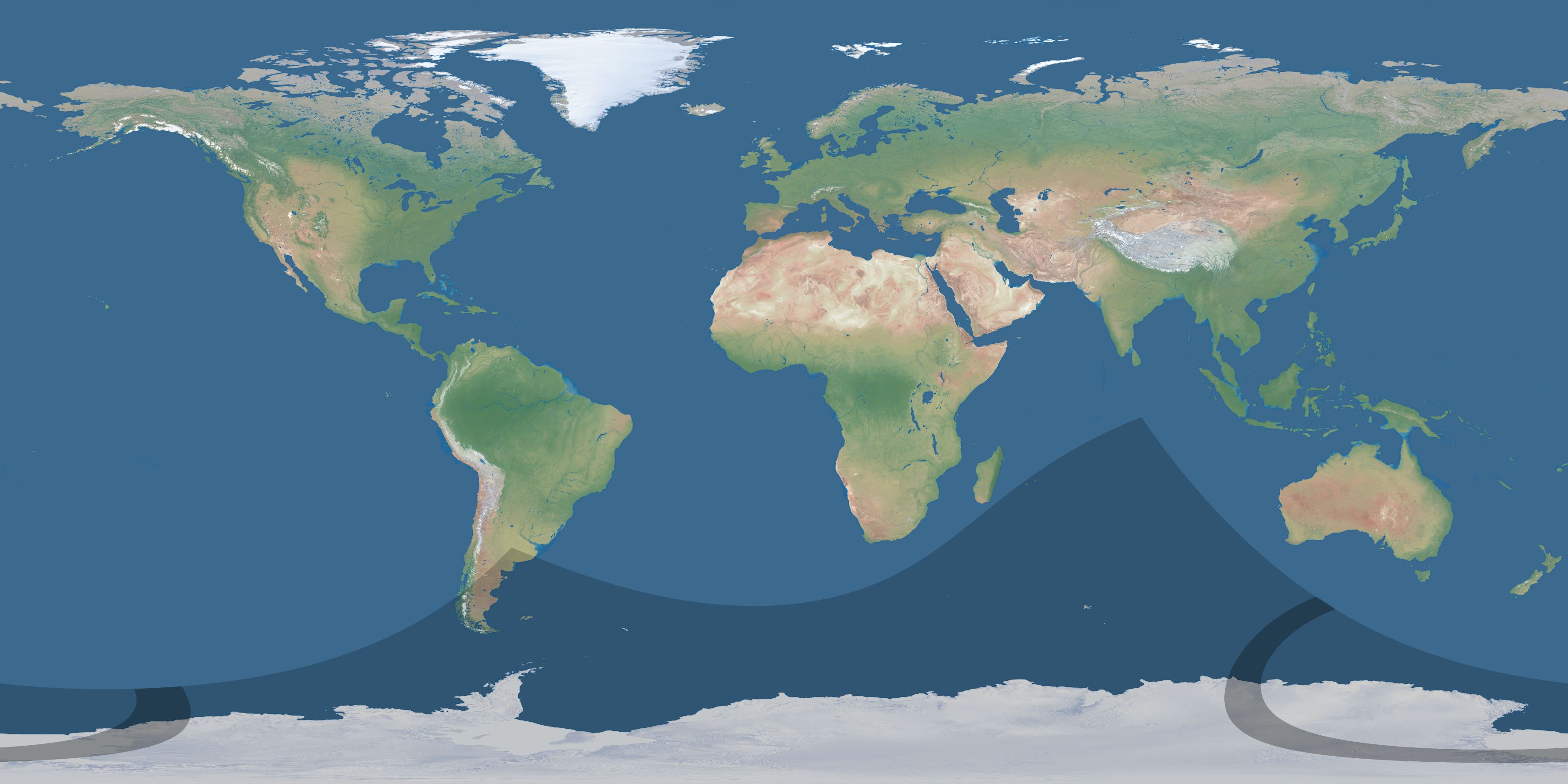 Map of the umbra and penumbra path of the solar eclipse of 01/16/1972