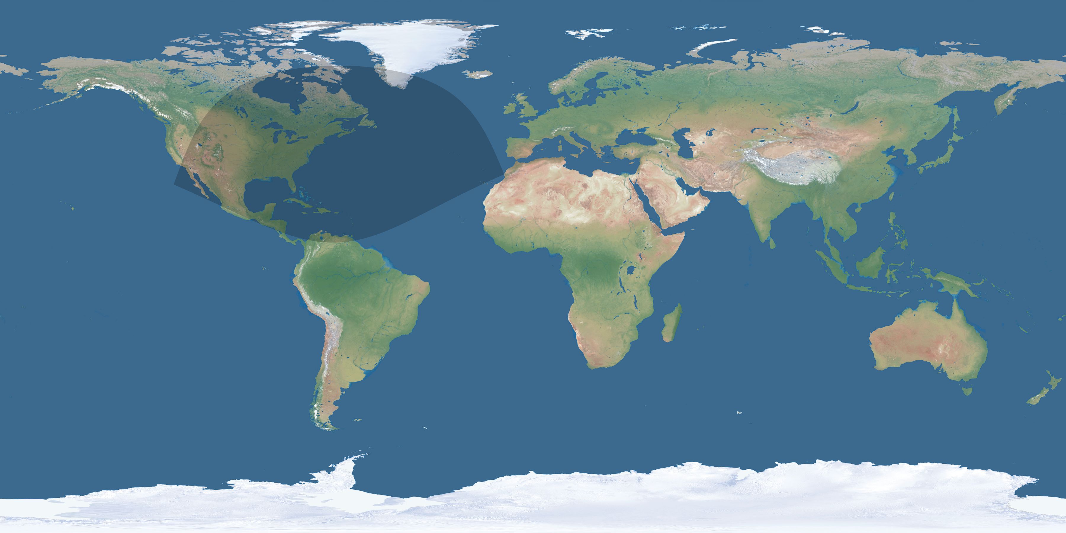 Map of the umbra and penumbra path of the solar eclipse of 12/13/1974