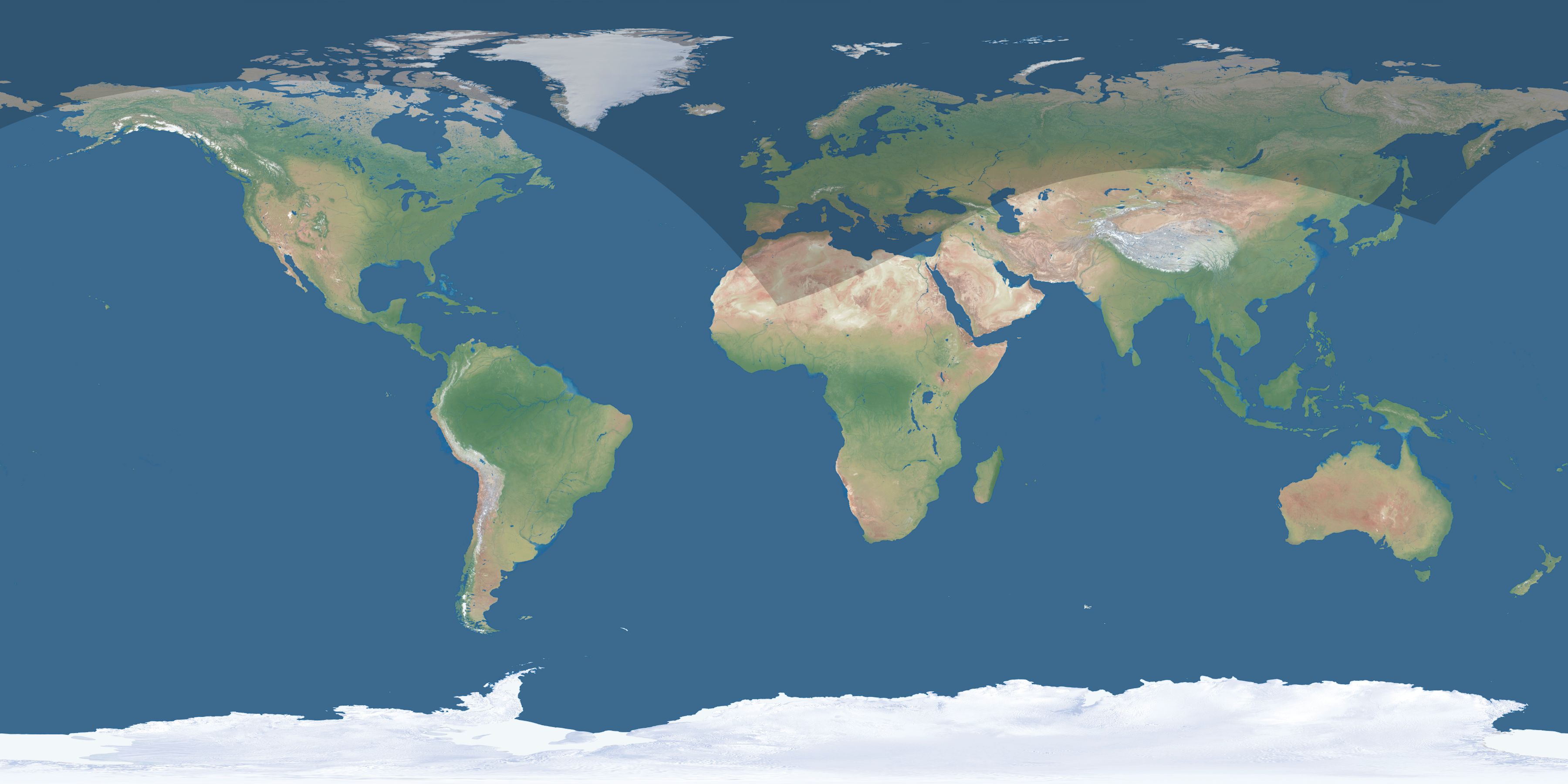 Map of the umbra and penumbra path of the solar eclipse of 05/11/1975