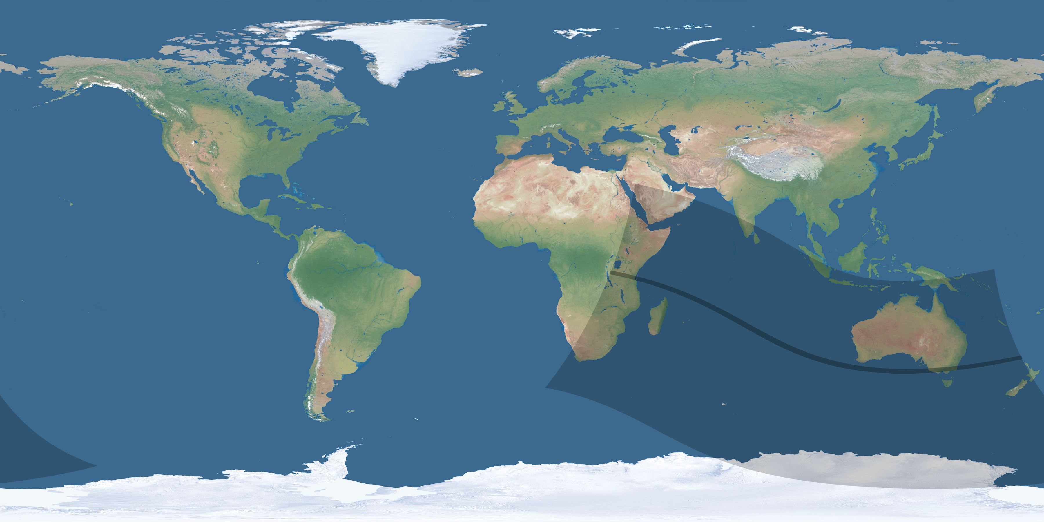 Map of the umbra and penumbra path of the solar eclipse of 10/23/1976