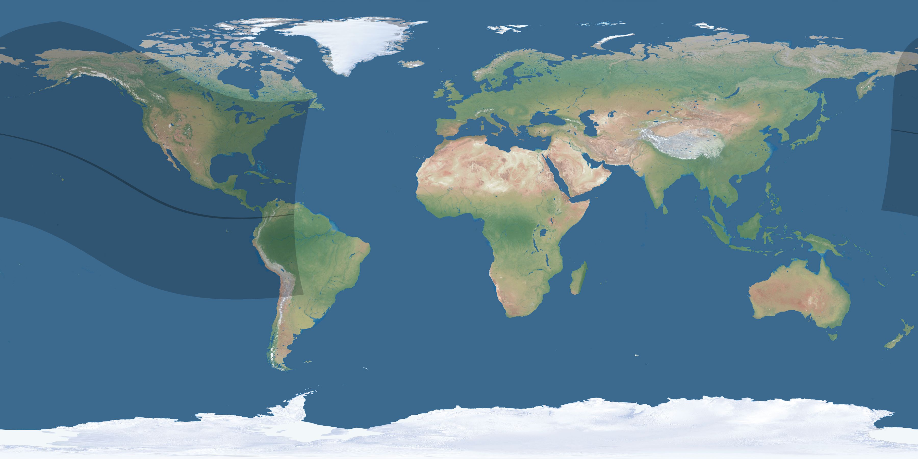 Map of the umbra and penumbra path of the solar eclipse of 10/12/1977