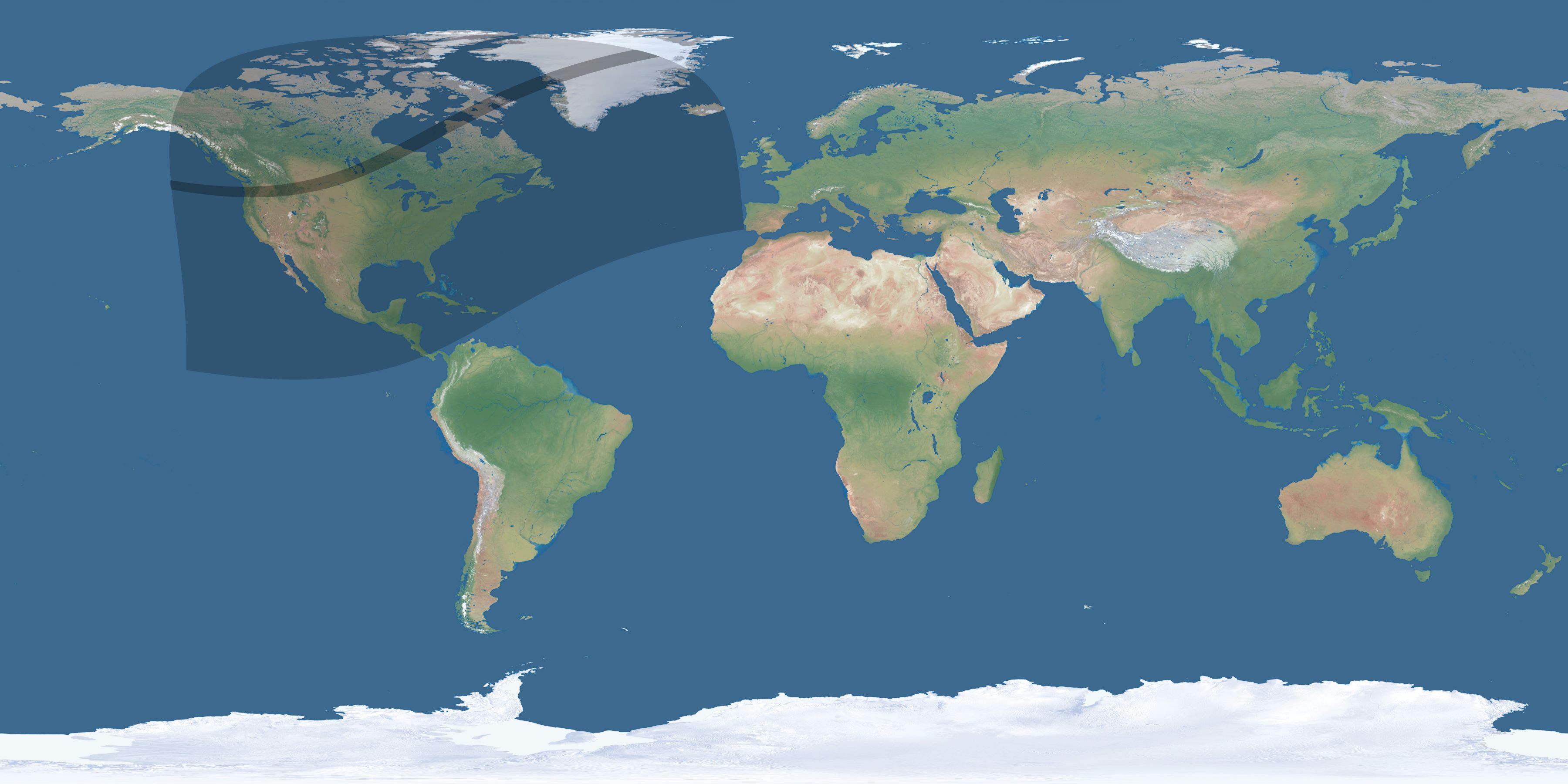 Map of the umbra and penumbra path of the solar eclipse of 02/26/1979