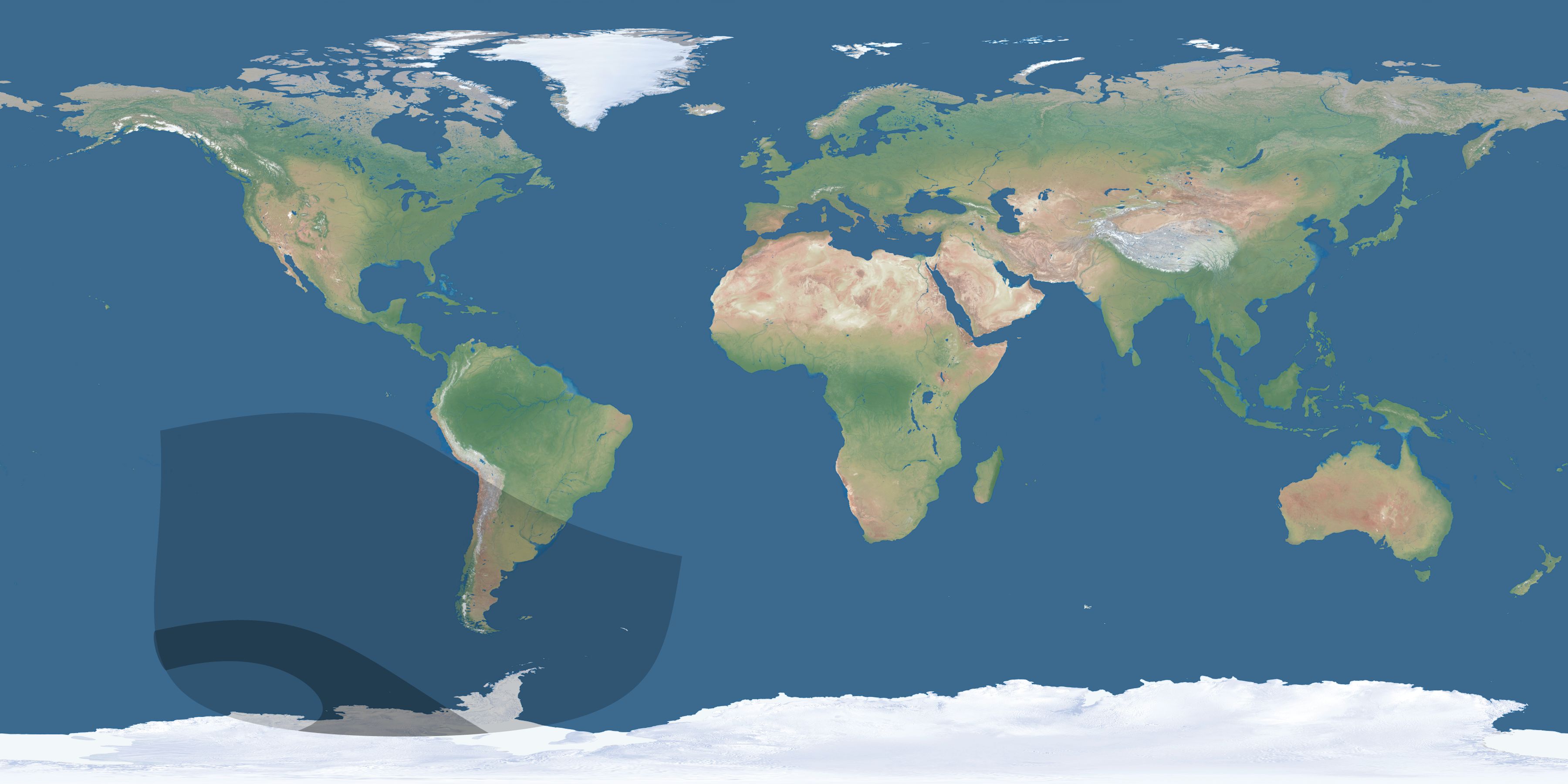 Map of the umbra and penumbra path of the solar eclipse of 08/22/1979