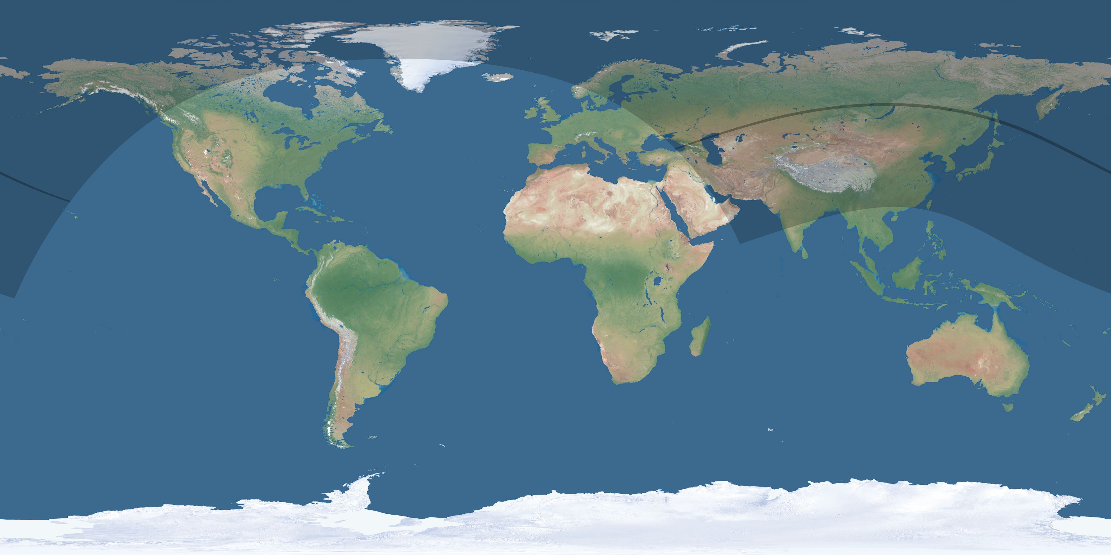Map of the umbra and penumbra path of the solar eclipse of 07/31/1981