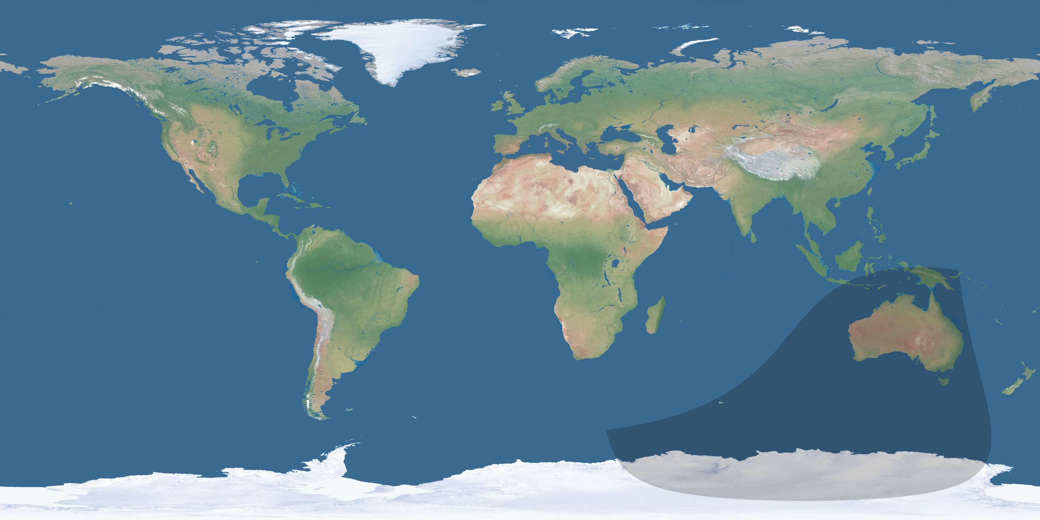 Map of the umbra and penumbra path of the solar eclipse of 04/09/1986