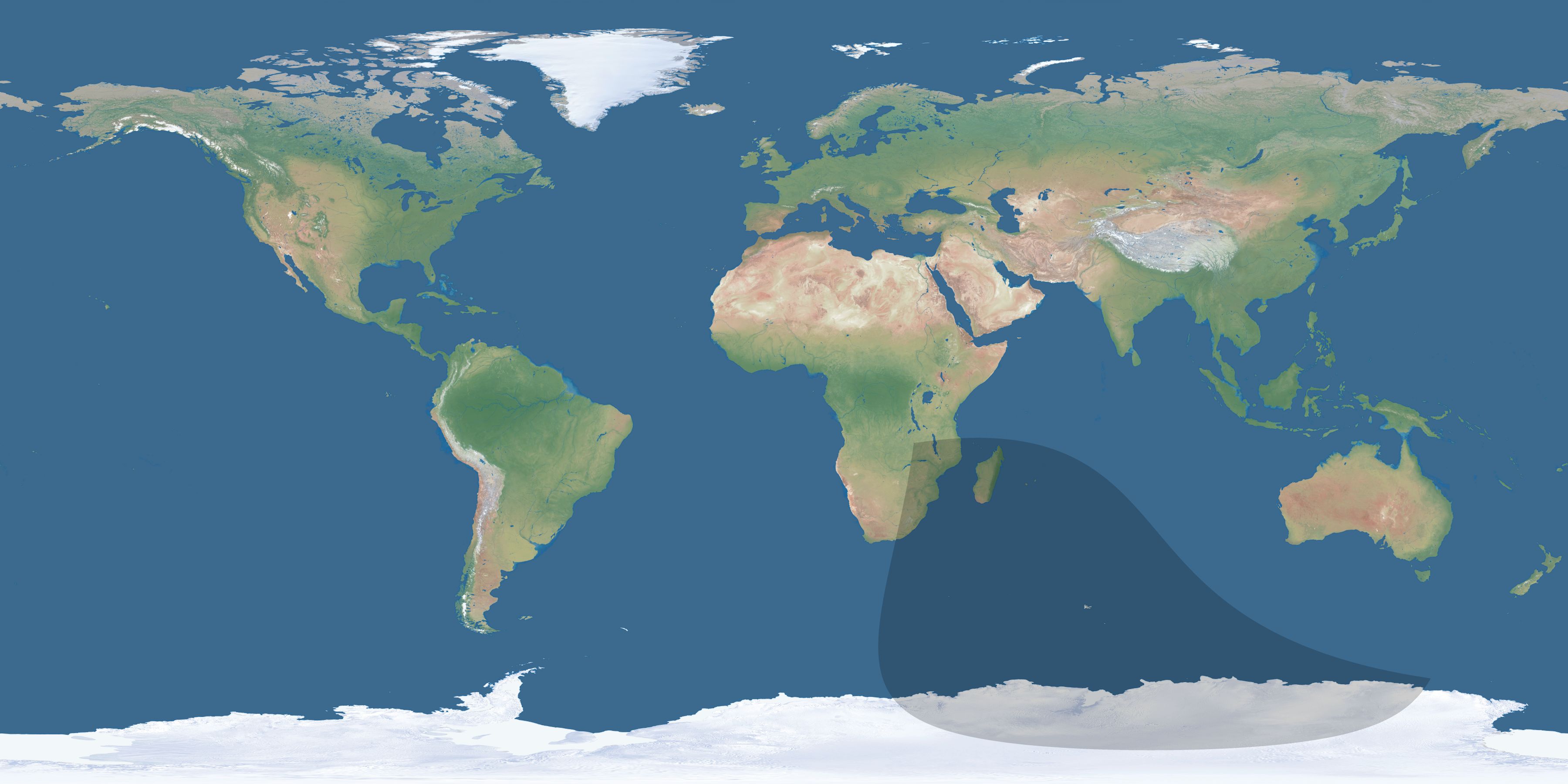 Map of the umbra and penumbra path of the solar eclipse of 08/31/1989