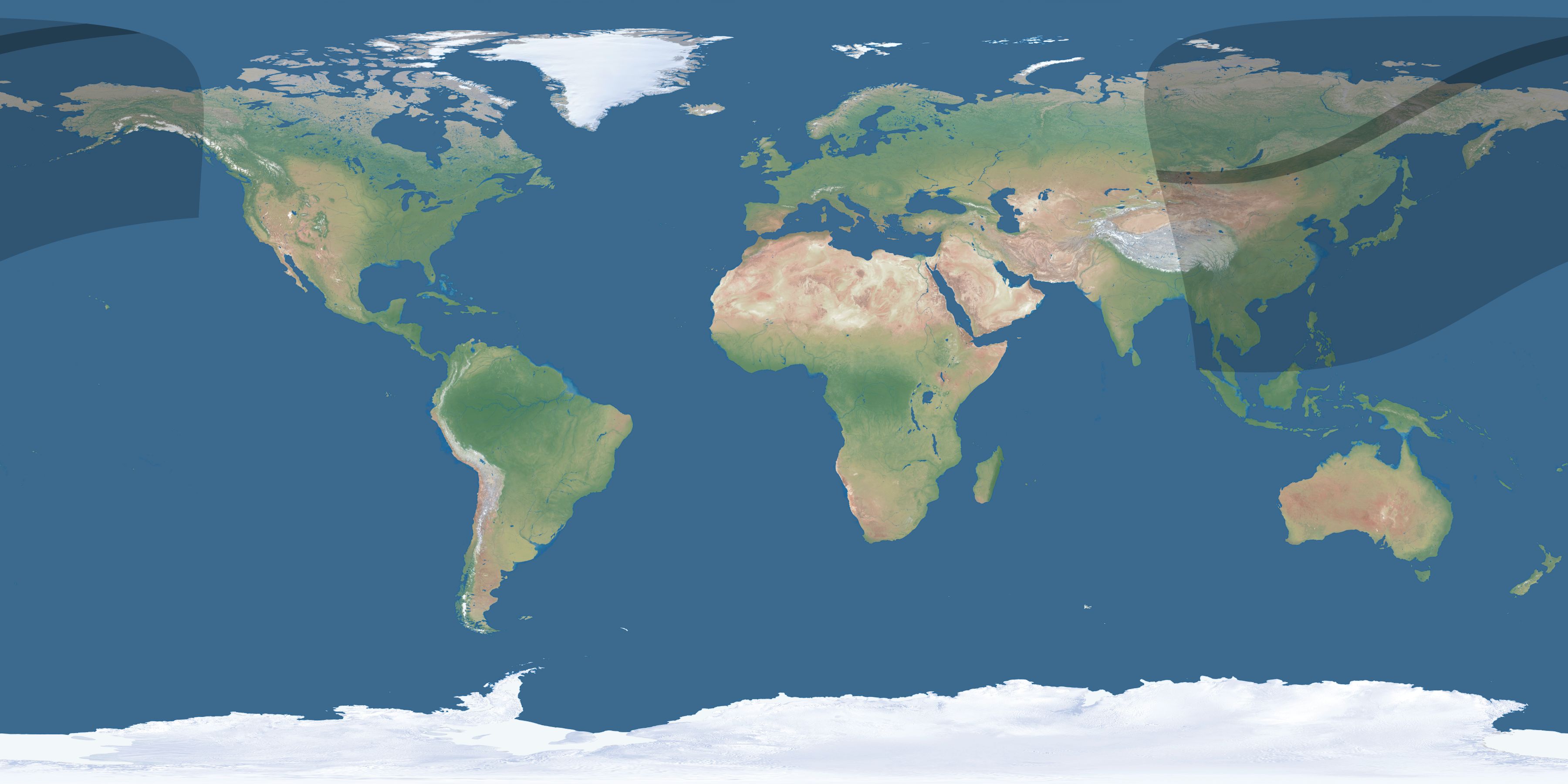 Map of the umbra and penumbra path of the solar eclipse of 03/09/1997