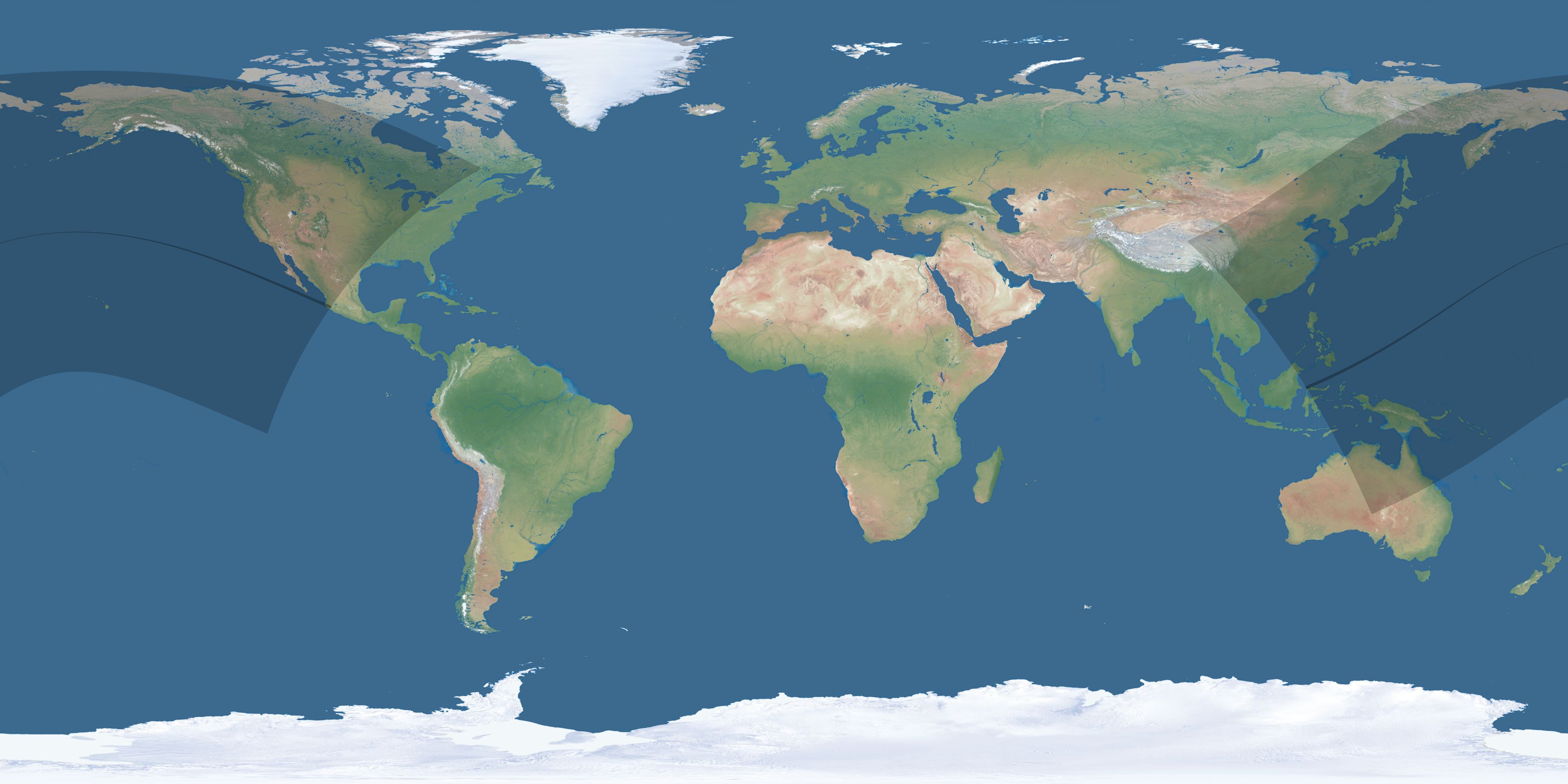 Map of the umbra and penumbra path of the solar eclipse of 06/10/2002