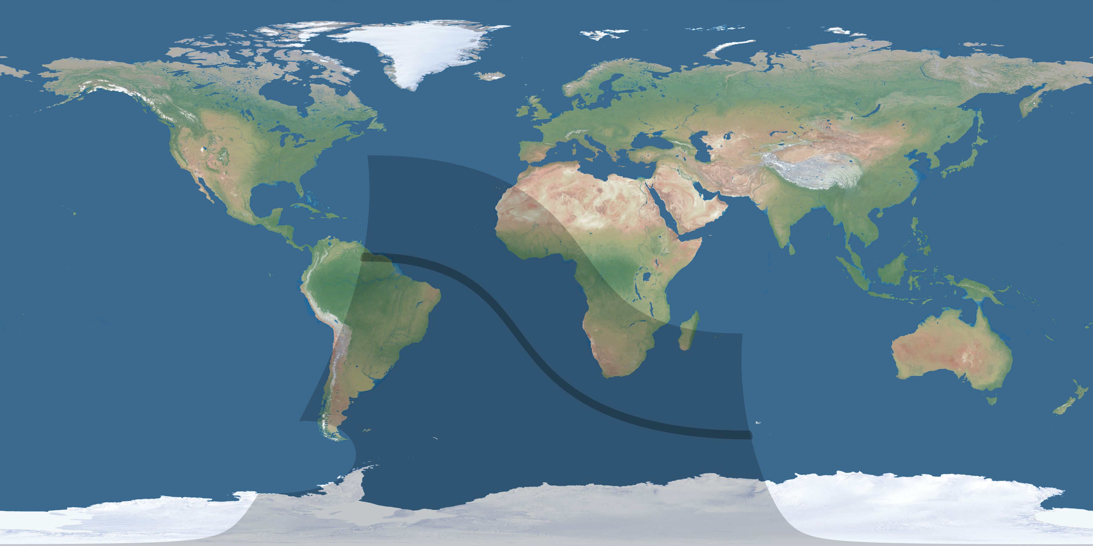 Map of the umbra and penumbra path of the solar eclipse of 09/22/2006