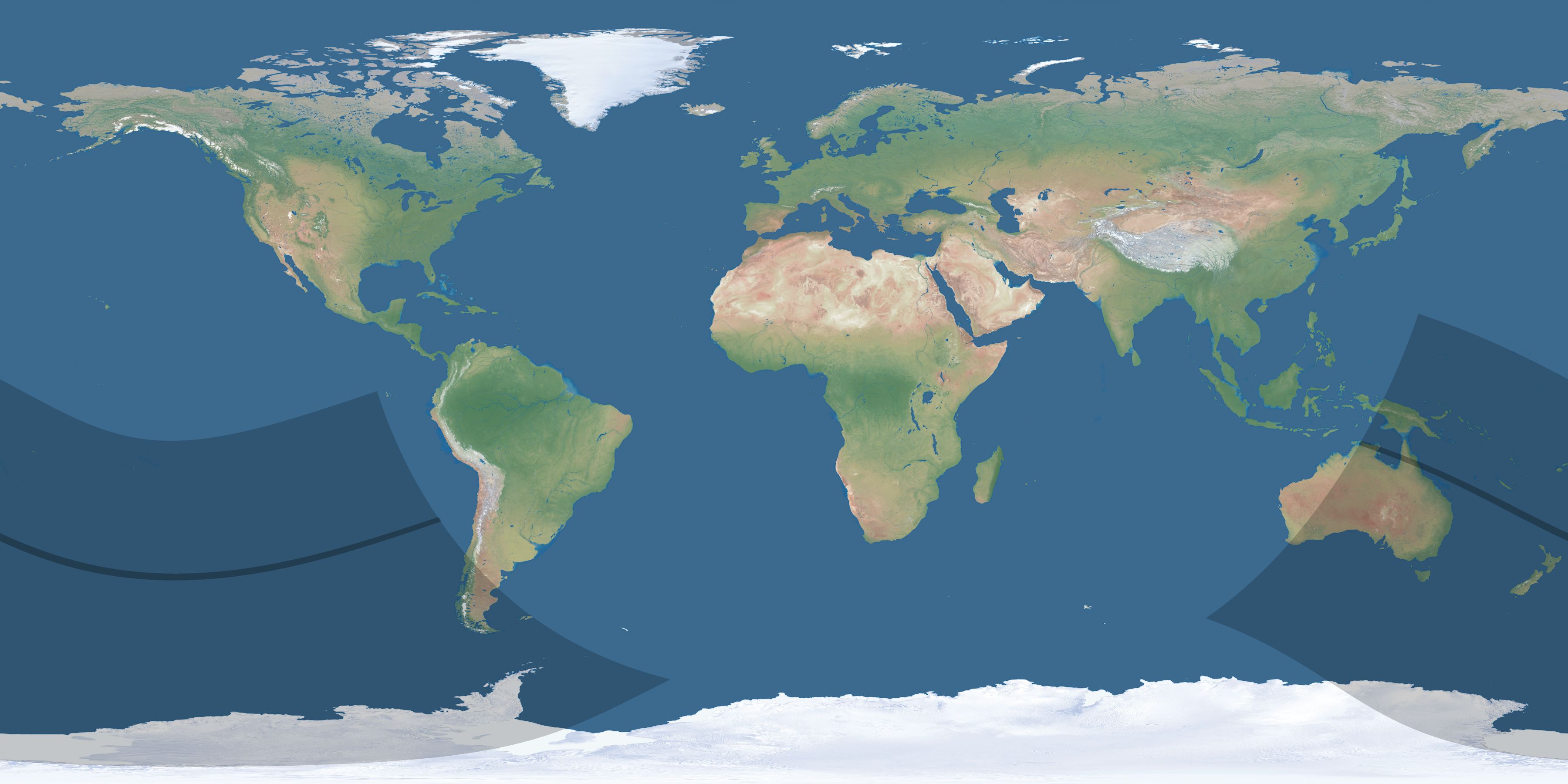 Map of the umbra and penumbra path of the solar eclipse of 11/13/2012