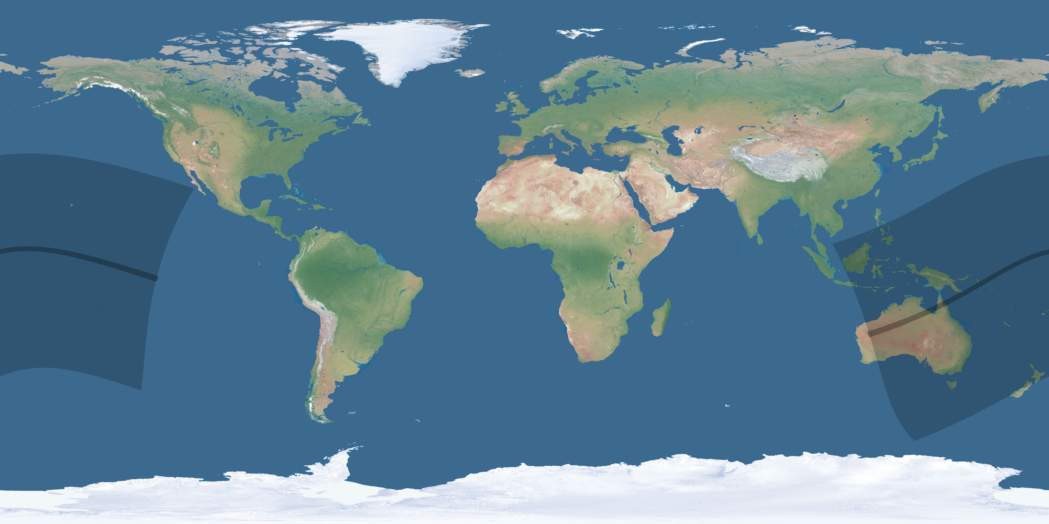 Map of the umbra and penumbra path of the solar eclipse of 05/10/2013