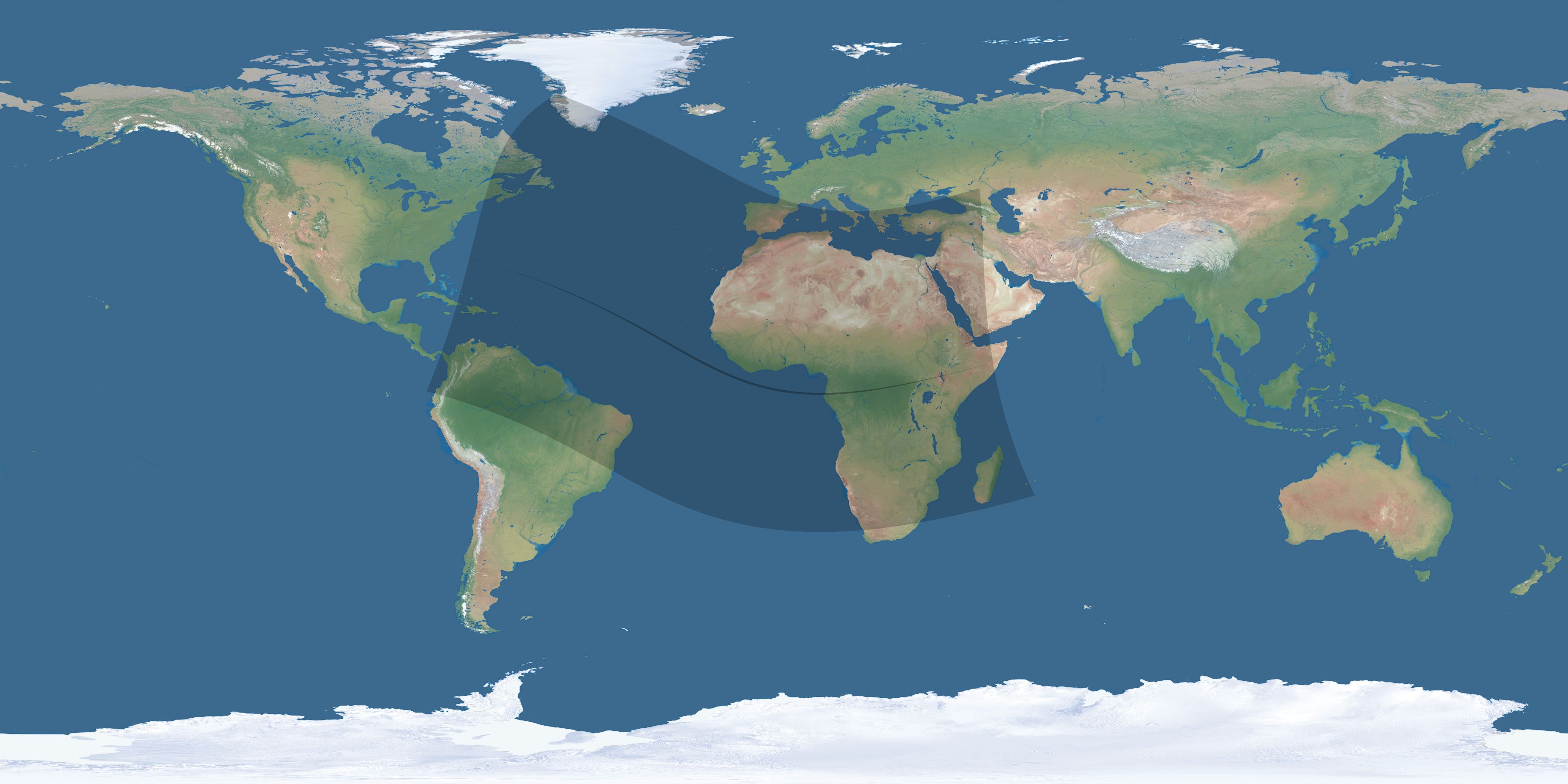 Map of the umbra and penumbra path of the solar eclipse of 11/03/2013