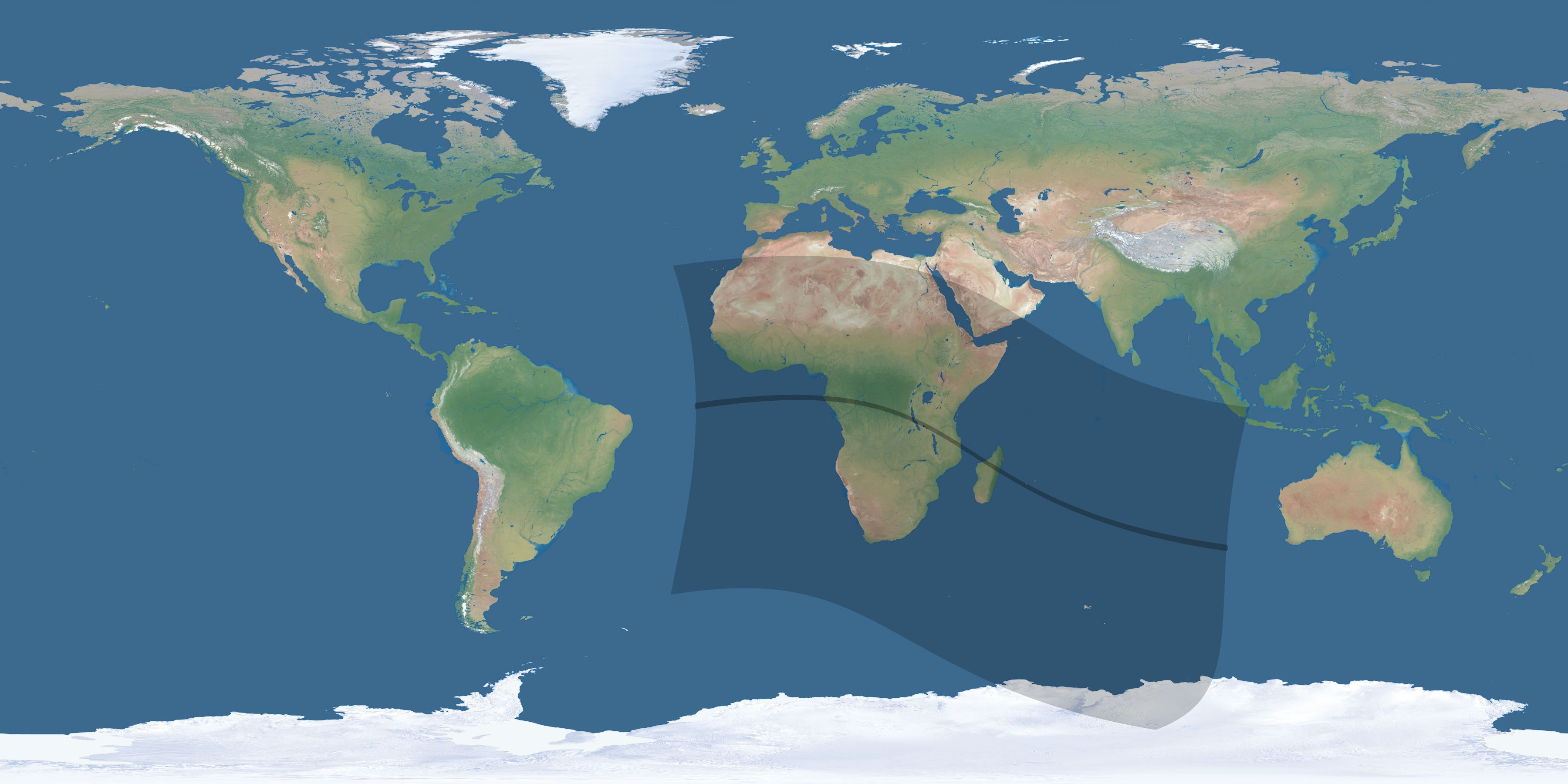 Map of the umbra and penumbra path of the solar eclipse of 09/01/2016