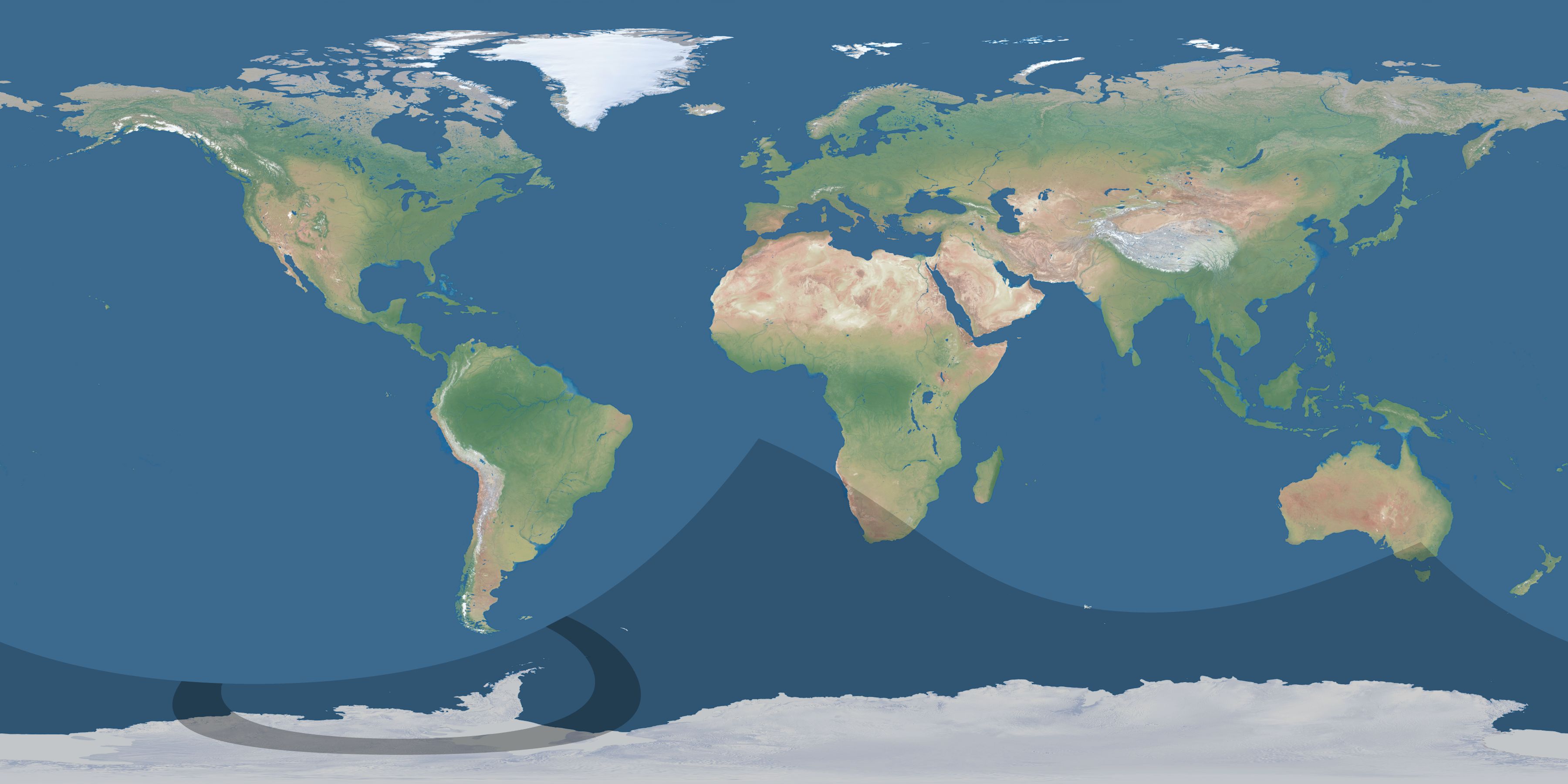 Map of the umbra and penumbra path of the solar eclipse of 12/04/2021