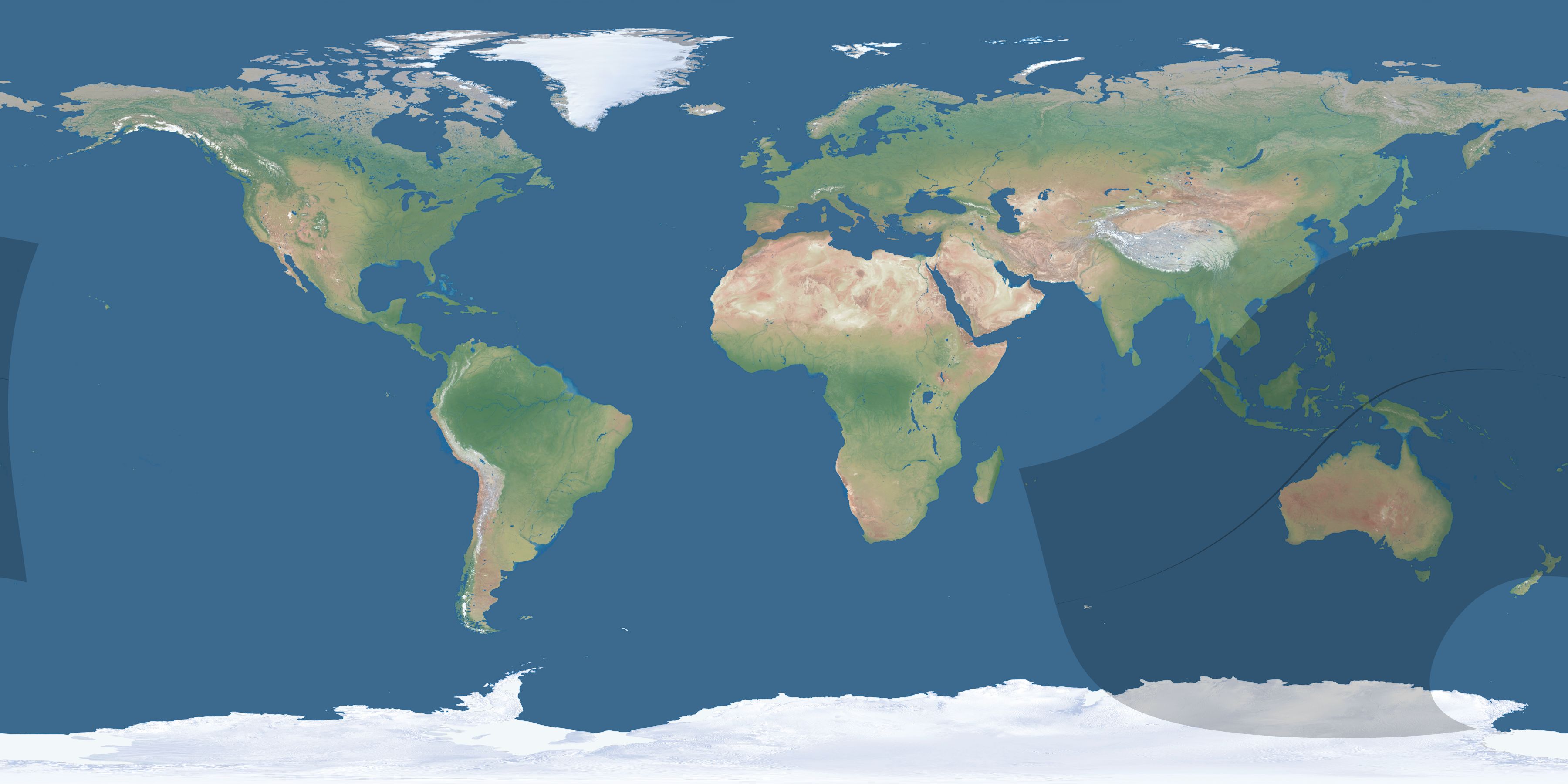 Map of the umbra and penumbra path of the solar eclipse of 04/20/2023