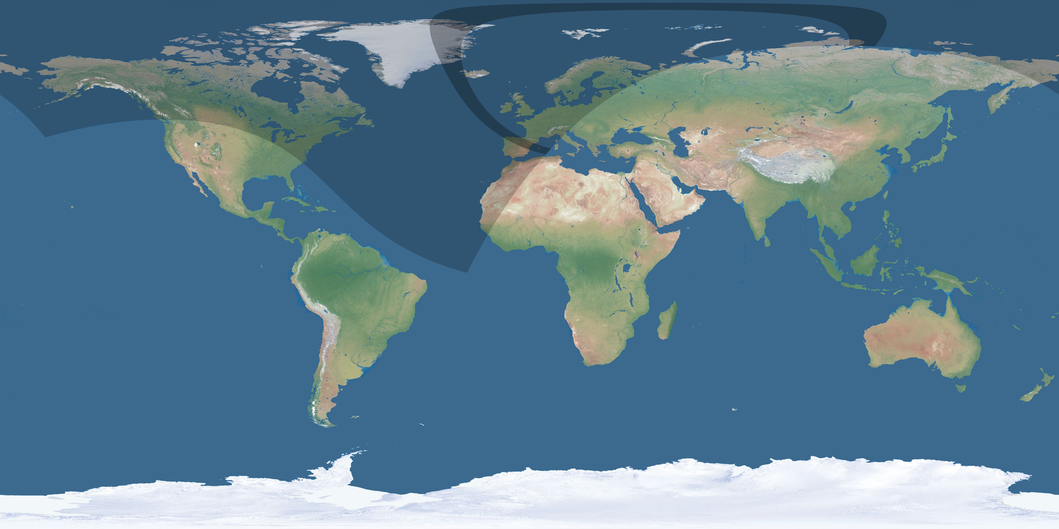 Map of the umbra and penumbra path of the solar eclipse of 08/12/2026