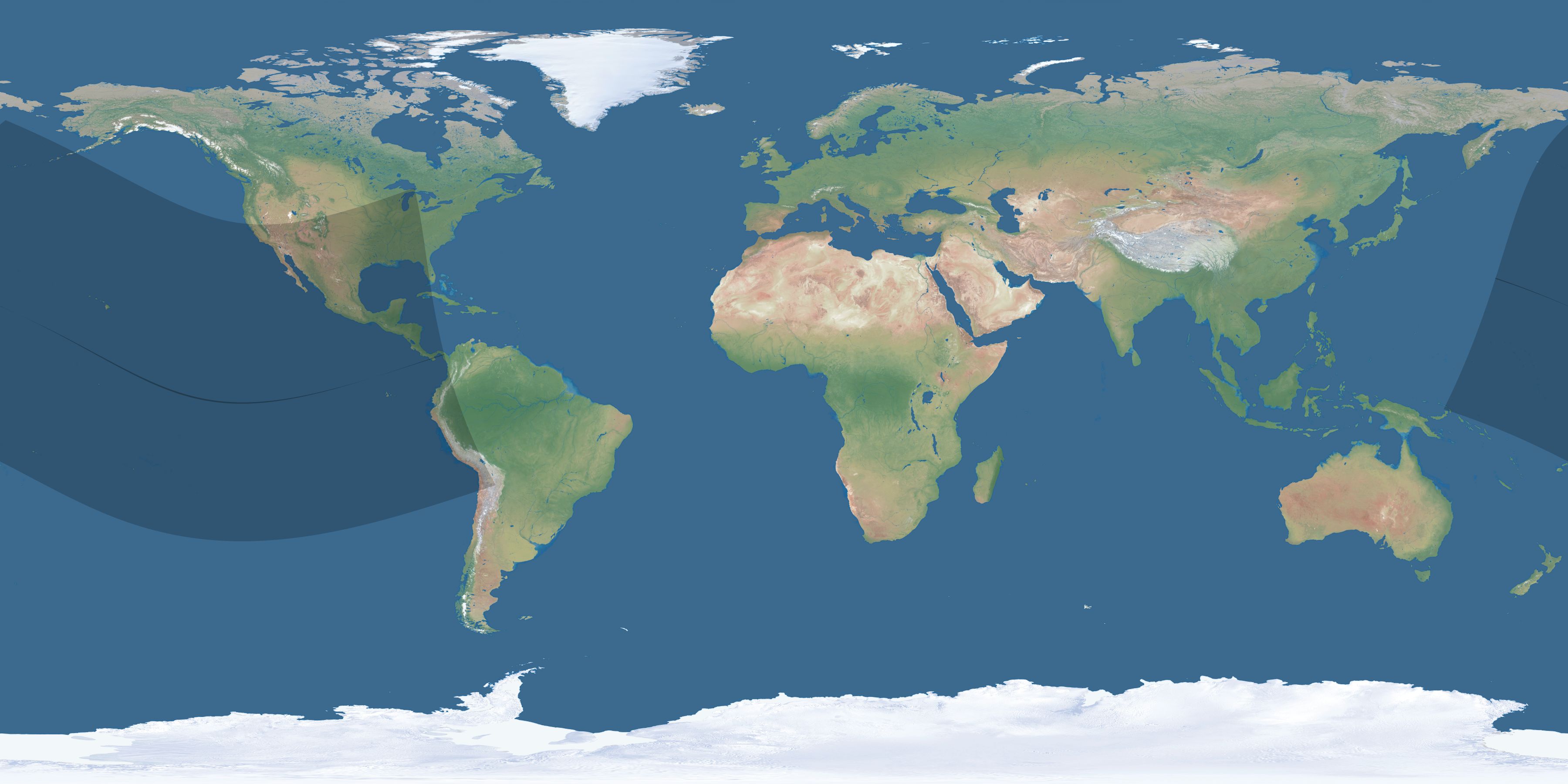 Map of the umbra and penumbra path of the solar eclipse of 11/14/2031