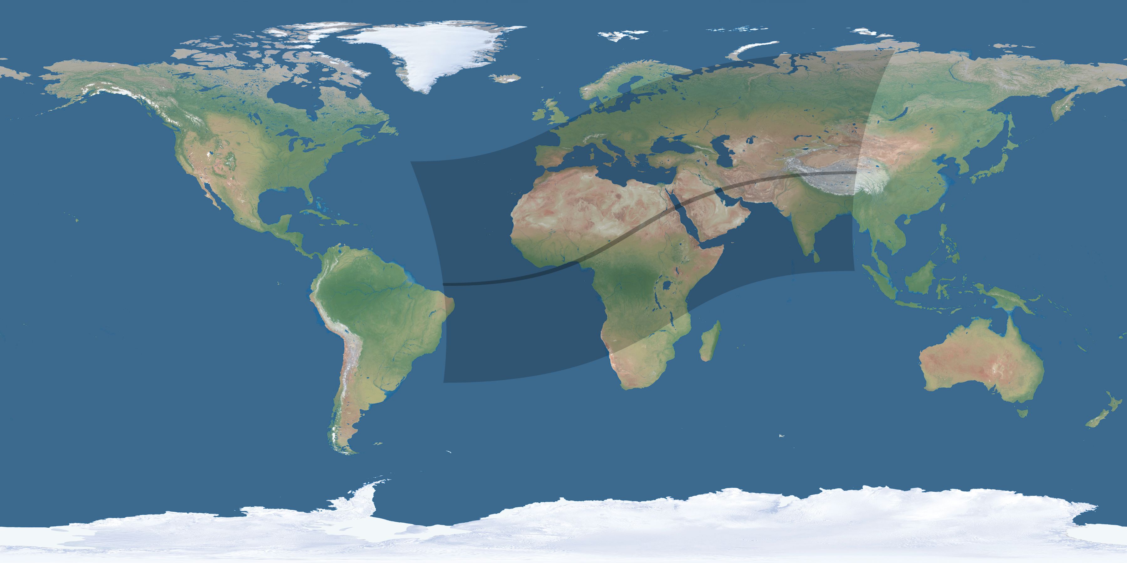Map of the umbra and penumbra path of the solar eclipse of 03/20/2034