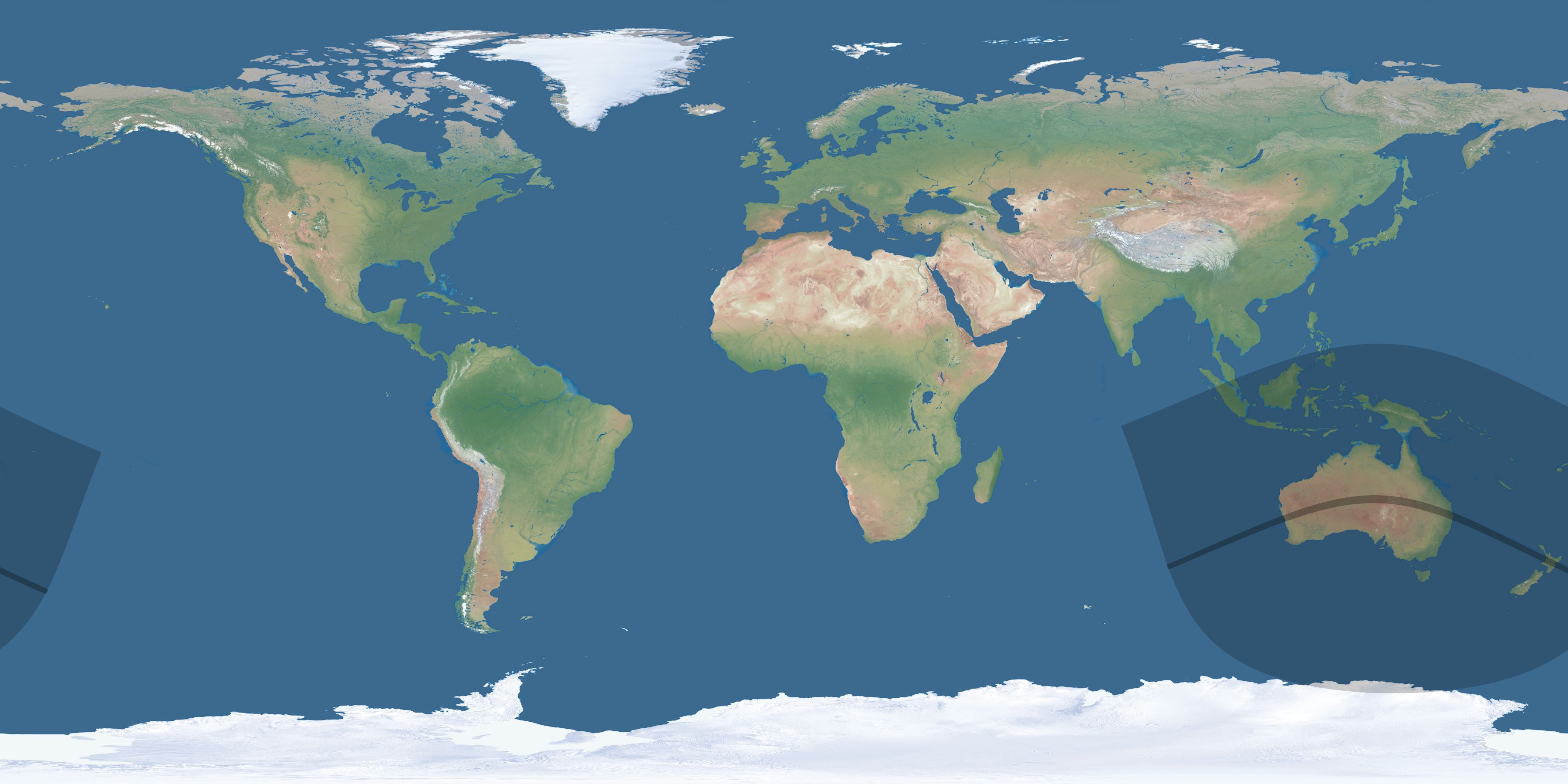 Map of the umbra and penumbra path of the solar eclipse of 07/13/2037