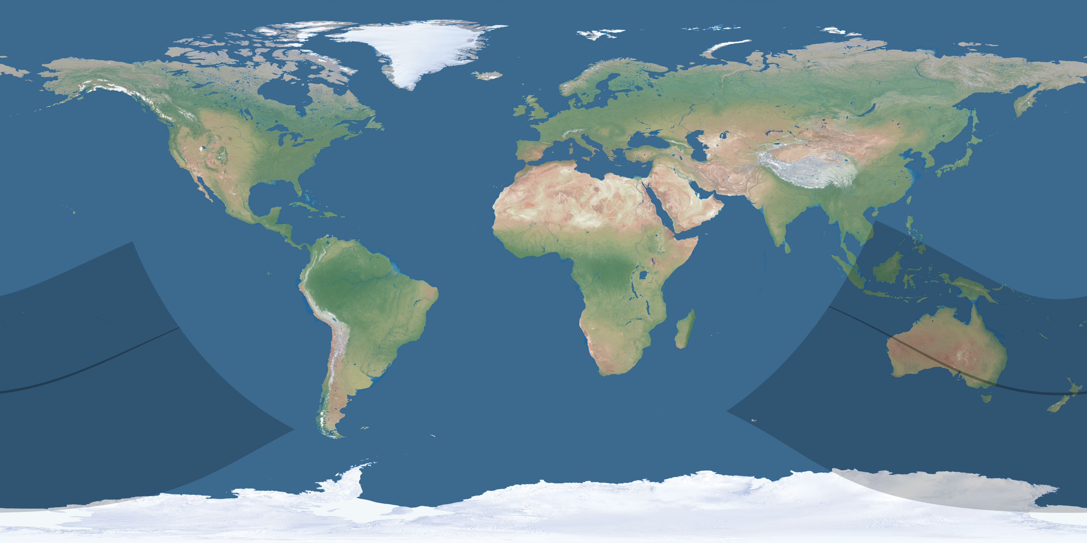 Map of the umbra and penumbra path of the solar eclipse of 12/26/2038