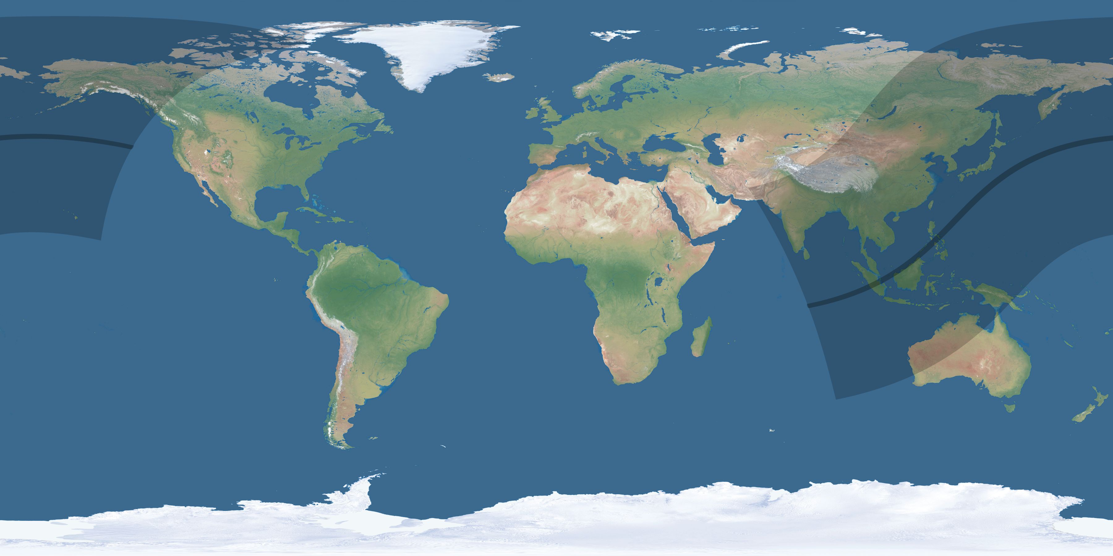 Map of the umbra and penumbra path of the solar eclipse of 04/20/2042