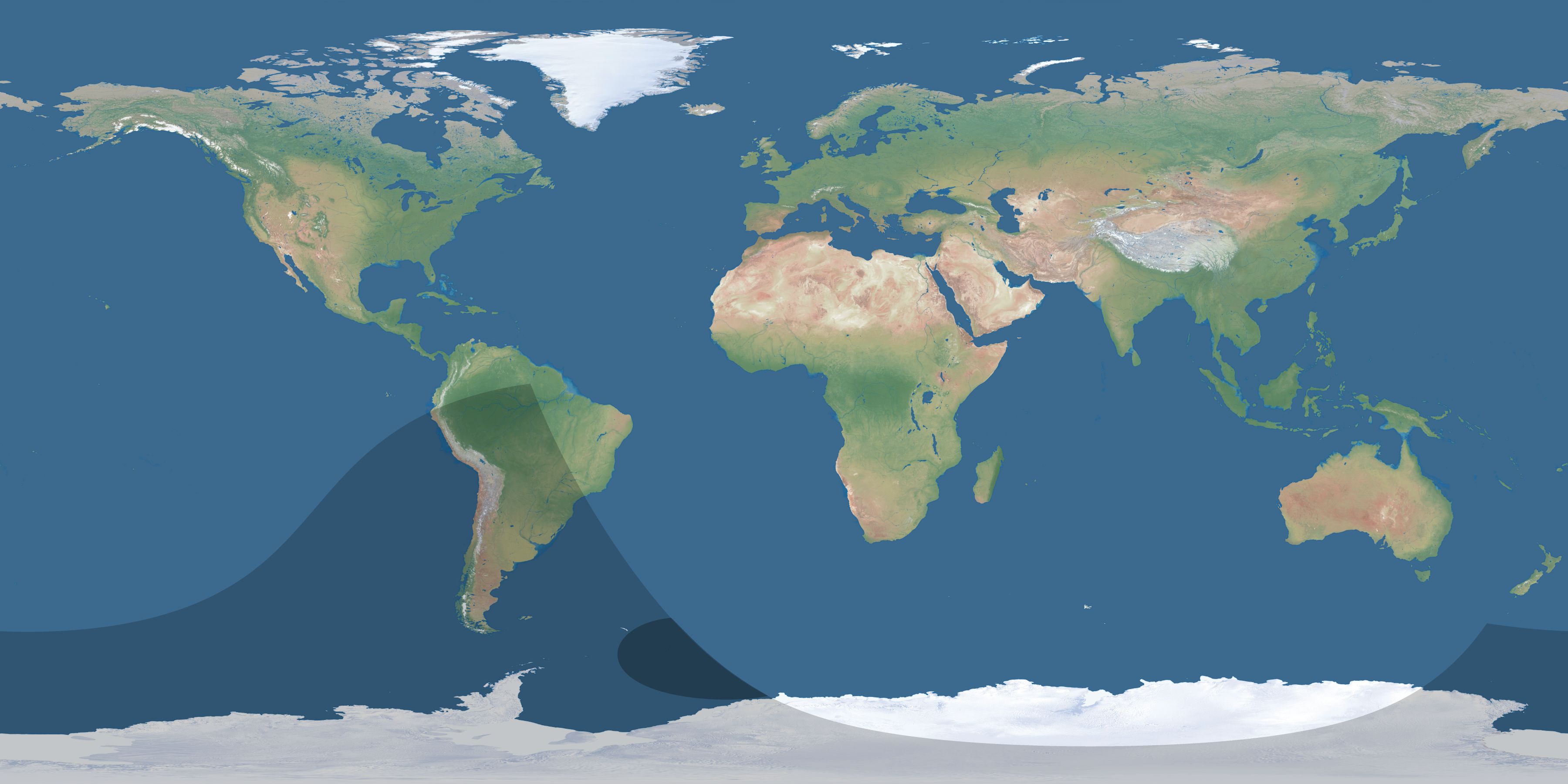 Map of the umbra and penumbra path of the solar eclipse of 02/28/2044