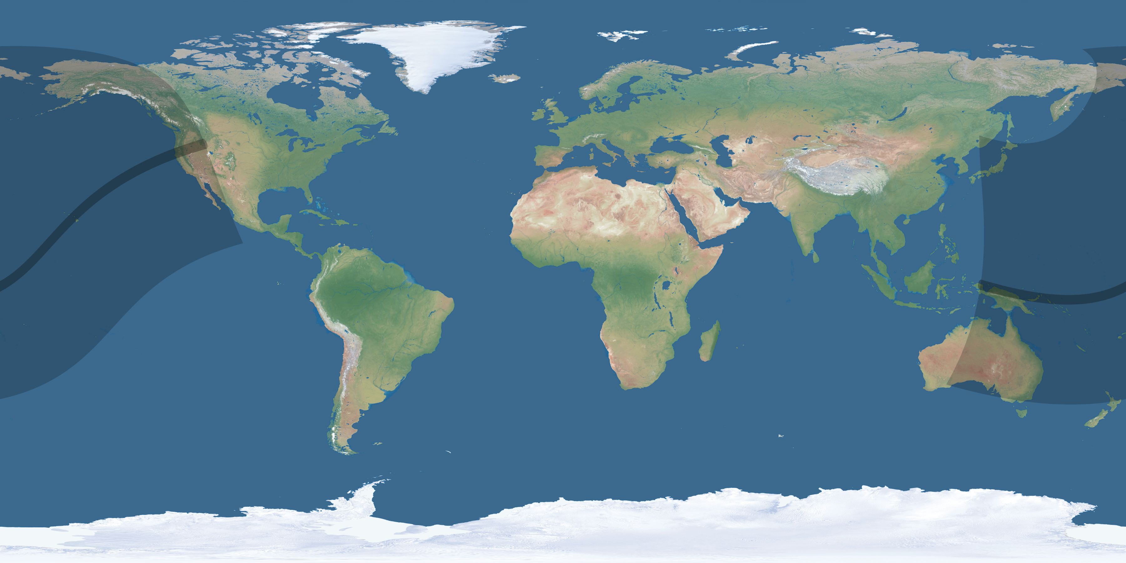 Map of the umbra and penumbra path of the solar eclipse of 02/05/2046