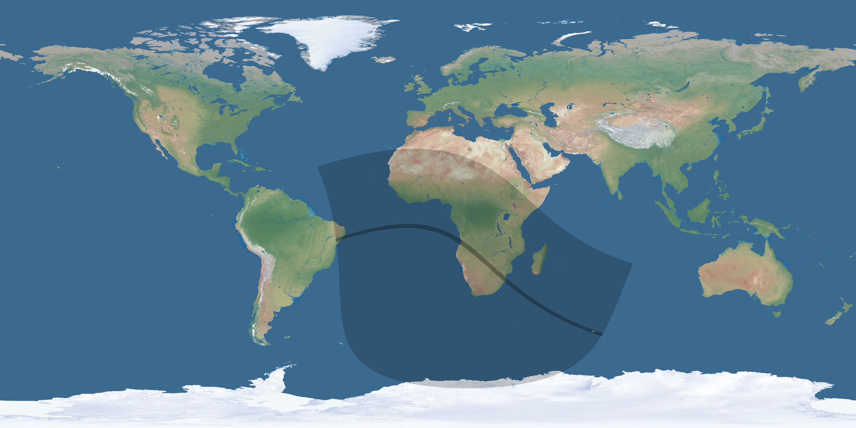 Map of the umbra and penumbra path of the solar eclipse of 08/02/2046