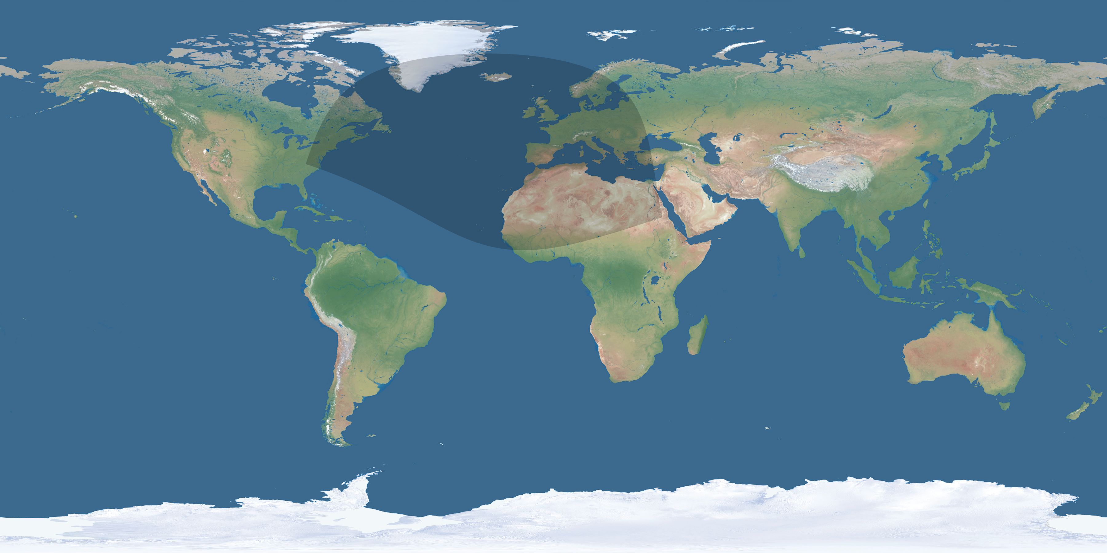Map of the umbra and penumbra path of the solar eclipse of 11/14/2050
