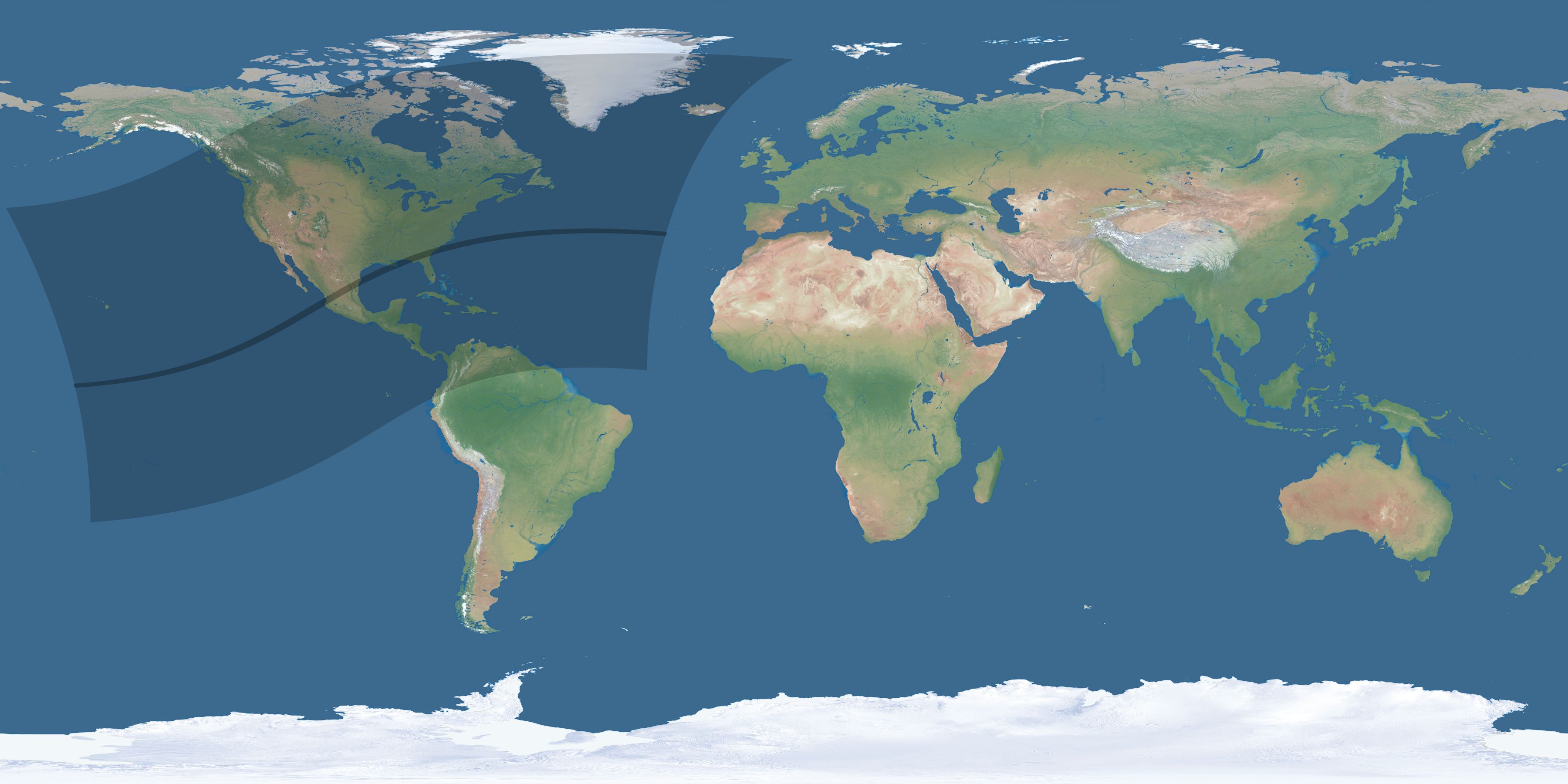 Map of the umbra and penumbra path of the solar eclipse of 03/30/2052