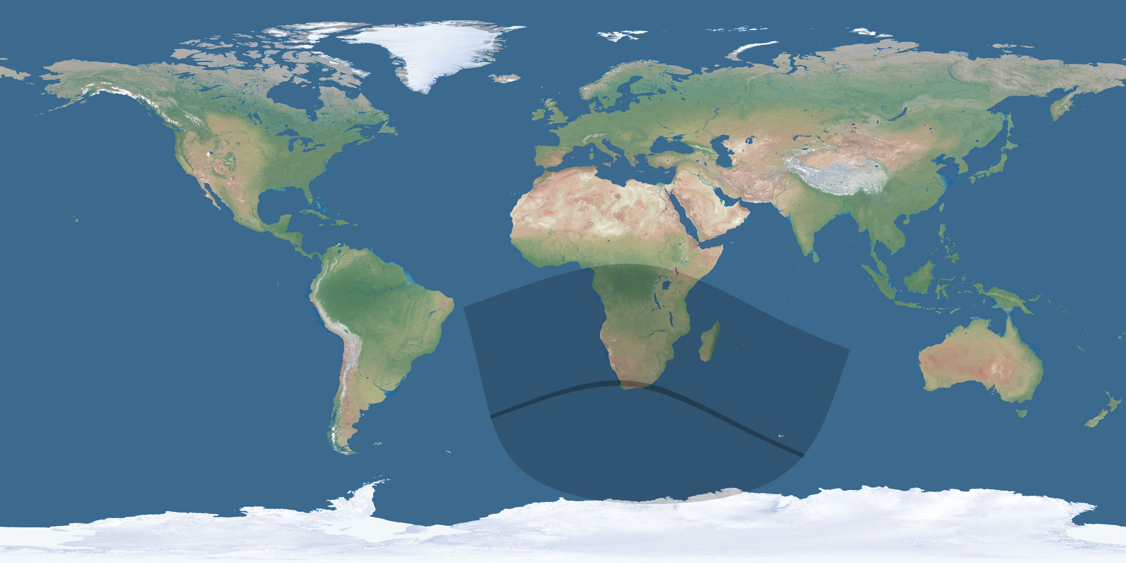 Map of the umbra and penumbra path of the solar eclipse of 07/24/2055