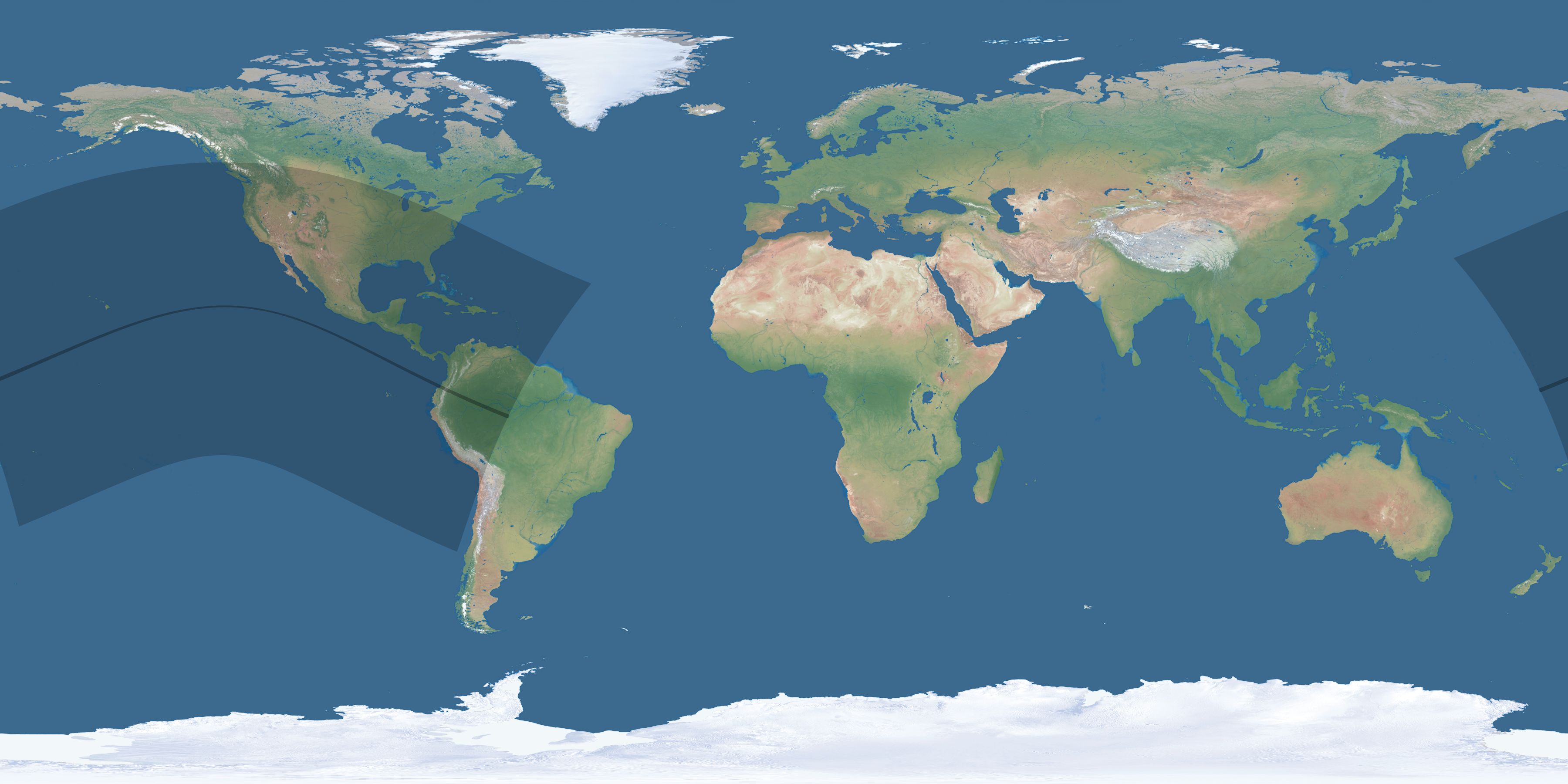 Map of the umbra and penumbra path of the solar eclipse of 07/12/2056