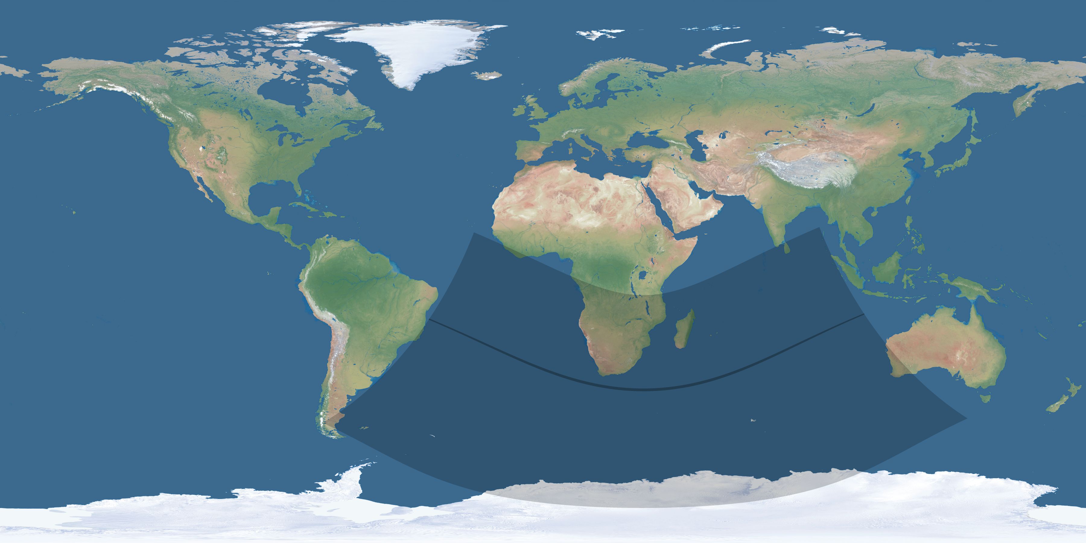 Map of the umbra and penumbra path of the solar eclipse of 01/05/2057