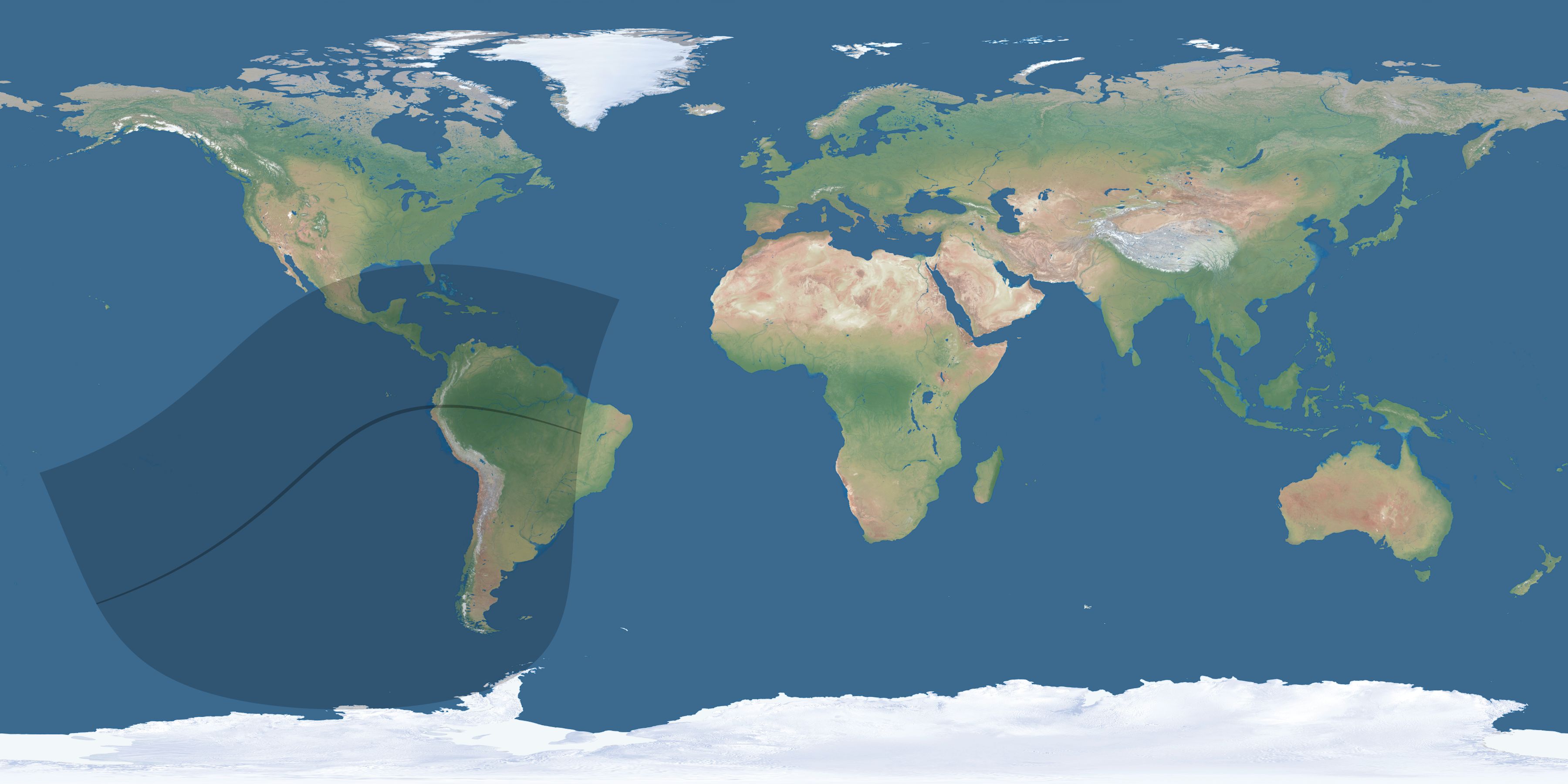 Map of the umbra and penumbra path of the solar eclipse of 05/11/2059